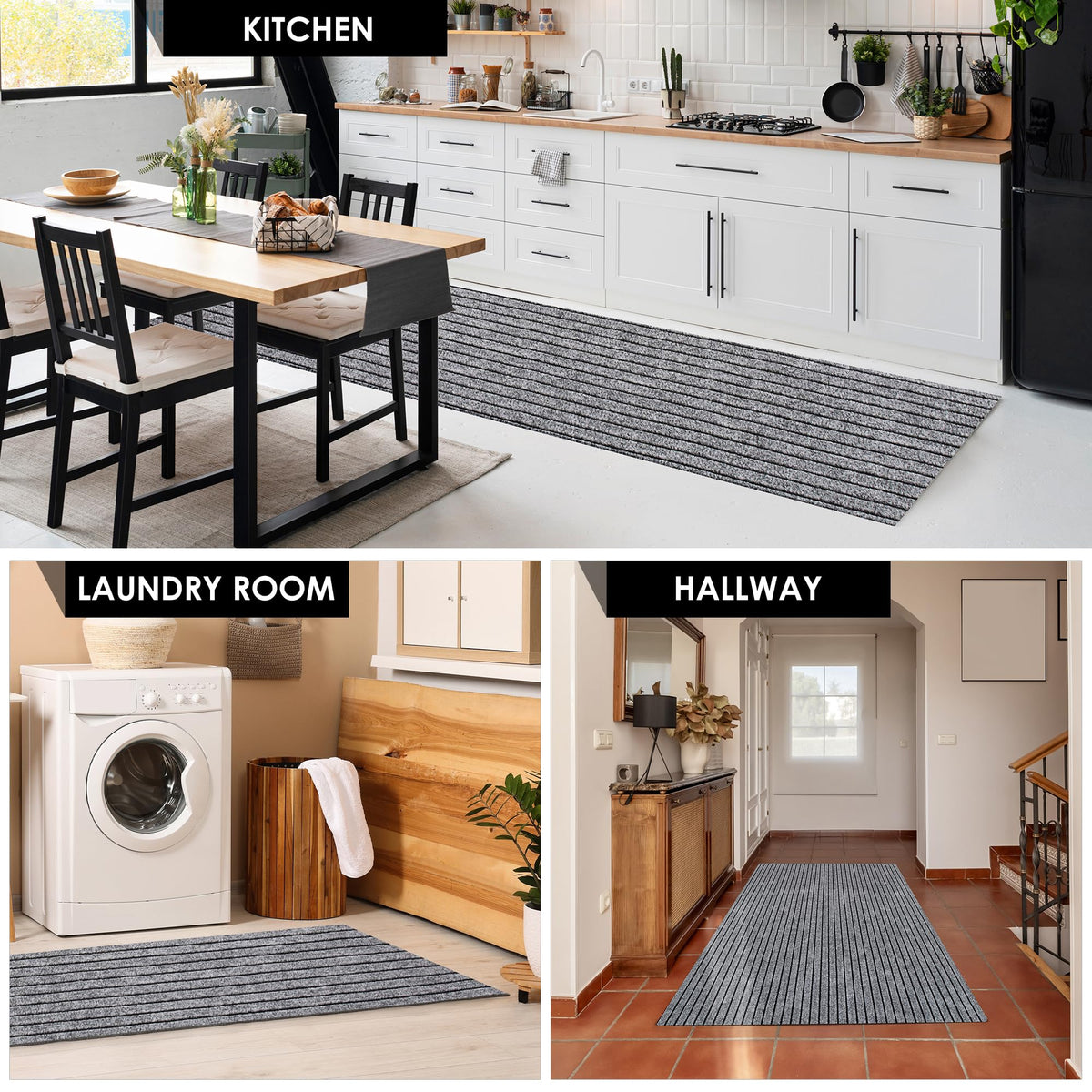 koloko 2ft x 8ft Runner Rug Non-Slip Outdoor Indoor Carpet Runner Custom Size Floor Runners Area Rugs Mat with Rubber Backing for Hallway Entryway Balcony Patio Kitchen Garage Stair Laundry