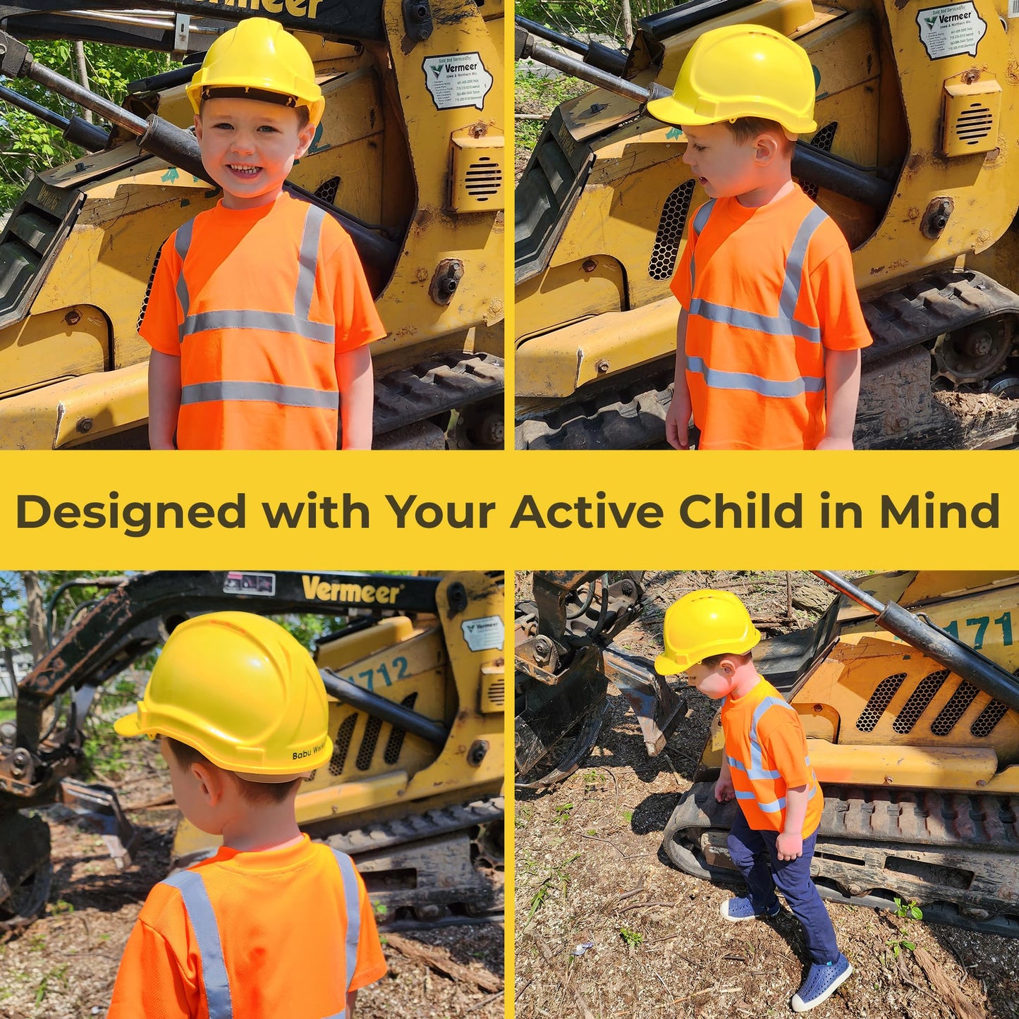 Child Hard Hat Construction Helmet - Adjustable for Ages 3-7, Toddler. Realistic Look, Replica of Grownup Gear. Construction Worker Yellow Hat for Children Boys & Girls