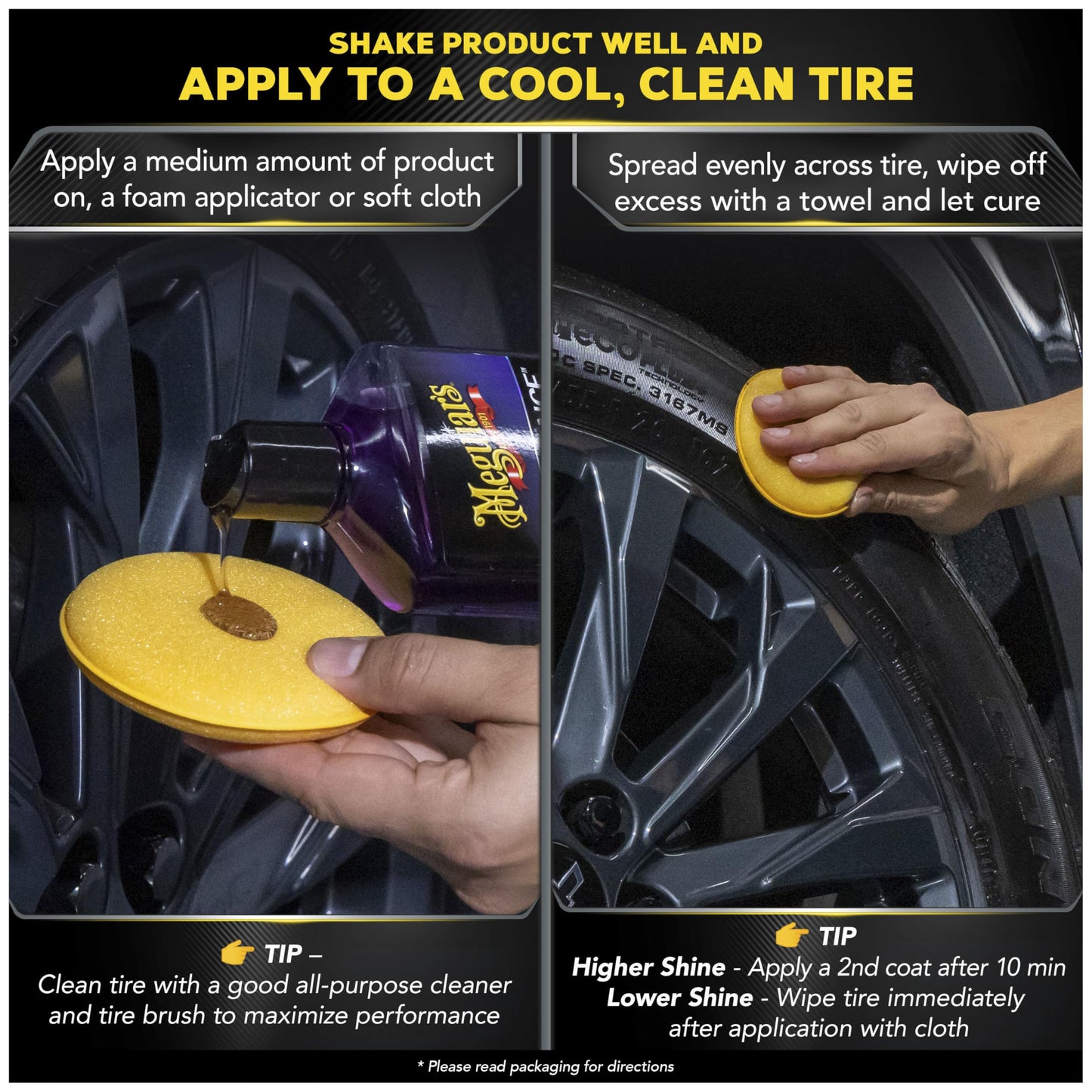 Meguiar's G7516 Endurance Tire Gel - 16 oz. Premium Tire Gel for a Lasting Glossy Shine