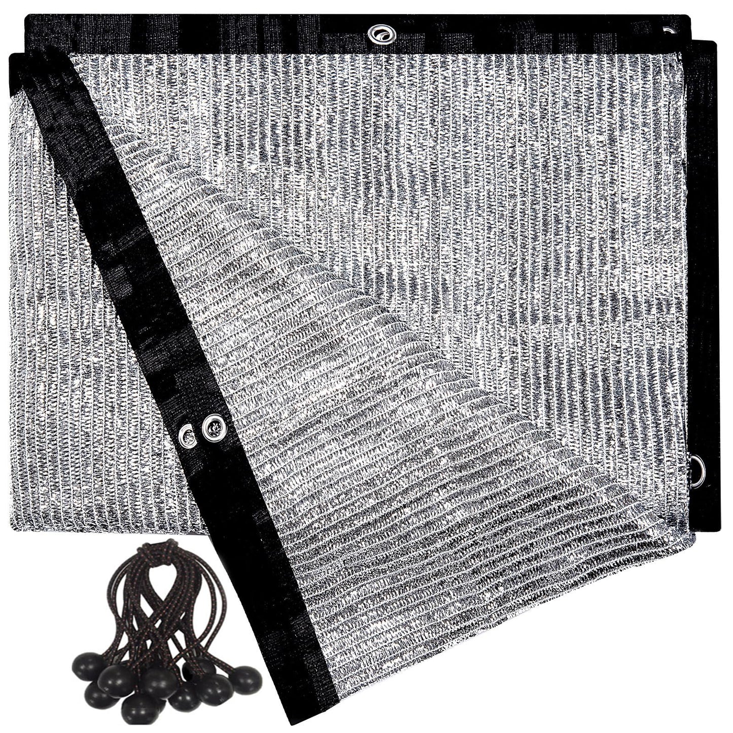 70% Aluminum Shade Cloth 10 FT x 14 FT, Durable Mesh Silver Tarps with Grommets and Ball Bungee,Reflective Sun Shade Net Cover for Pet Shade, Car Cover, Patio Garden, Pergola, Plants Growing, Pools