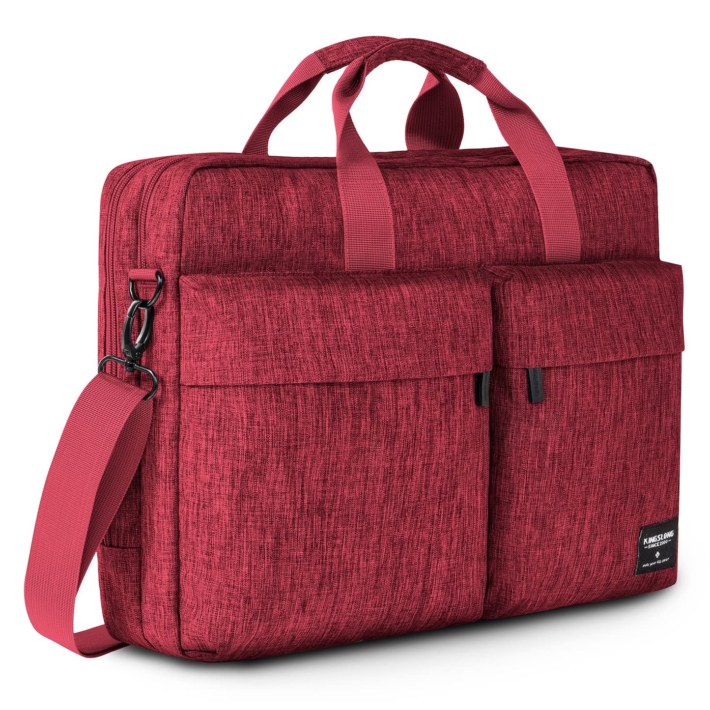 KINGSLONG 17.3 inch Laptop Briefcase Bag for Men Women, Laptop Shoulder Bag with Shoulder Strap, Water Resistant Business Crossbody Bag, Computer Bag for Asus Acer Dell Thinkpad, Red