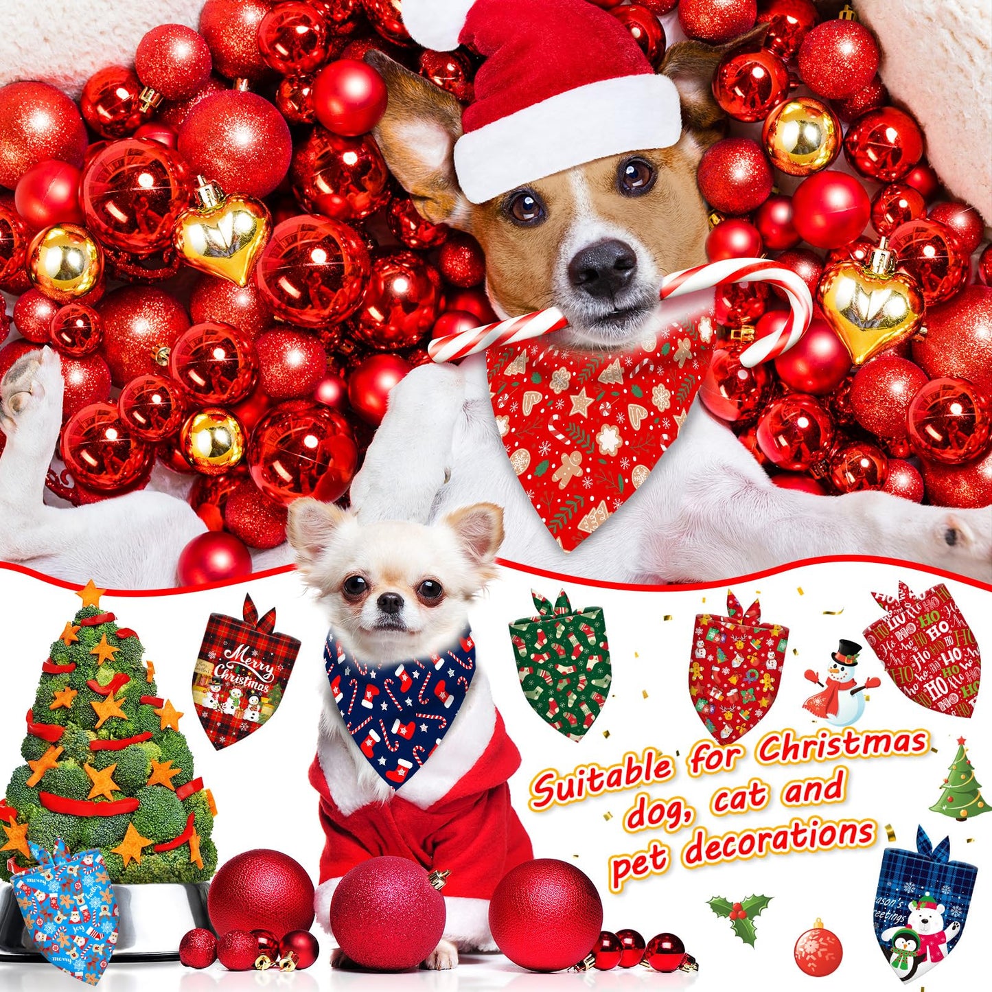 30 Pcs Christmas Dog Bandanas Bulk Adjustable Triangle Dog Scarves Bibs Xmas Puppy Bandanas Pet Neckerchief Washable Holiday Dog Bandana for Christmas Party Small Medium Large Dog Pet Grooming