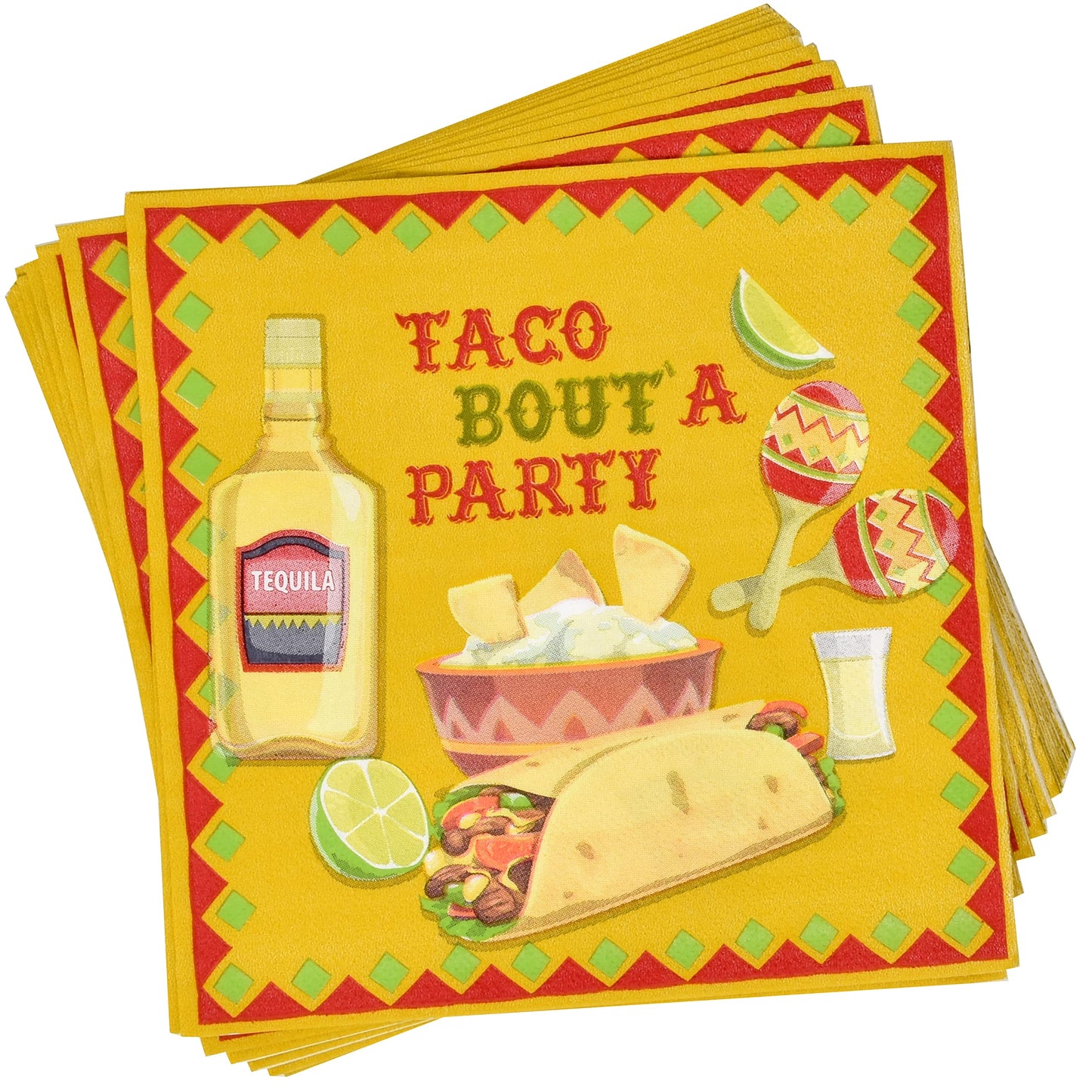 Gift Boutique - Taco Party Set Serves 24, Includes 9" Dinner Plates, 7" Dessert Plates, 9 Oz Cups, and 13" x 13" Napkins