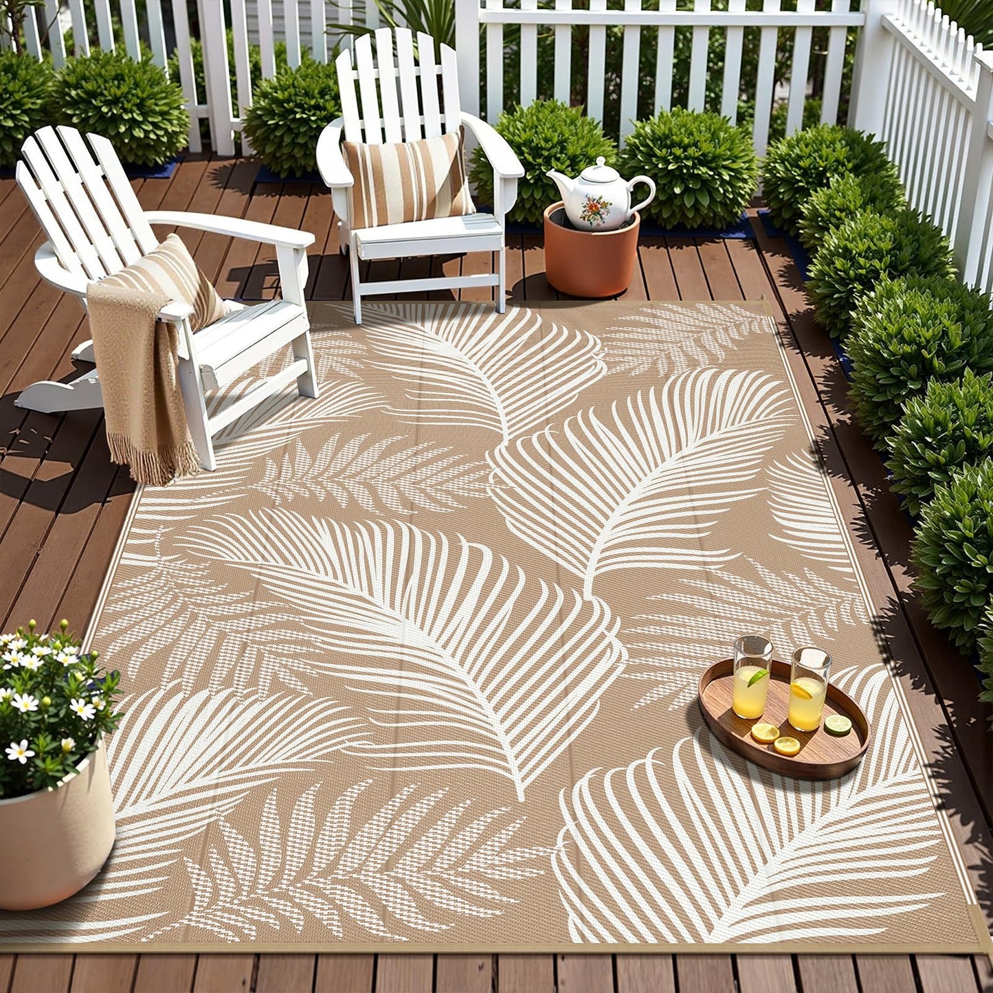 Pauwer Outdoor Rug 5x8 Waterproof for Patios, Reversible Outdoor Plastic Straw Rug, Indoor Outdoor Area Rugs Carpet RV Mat, Outdoor Patio Camping Rug for RV, Picnic, Backyard, Deck, Balcony, Porch