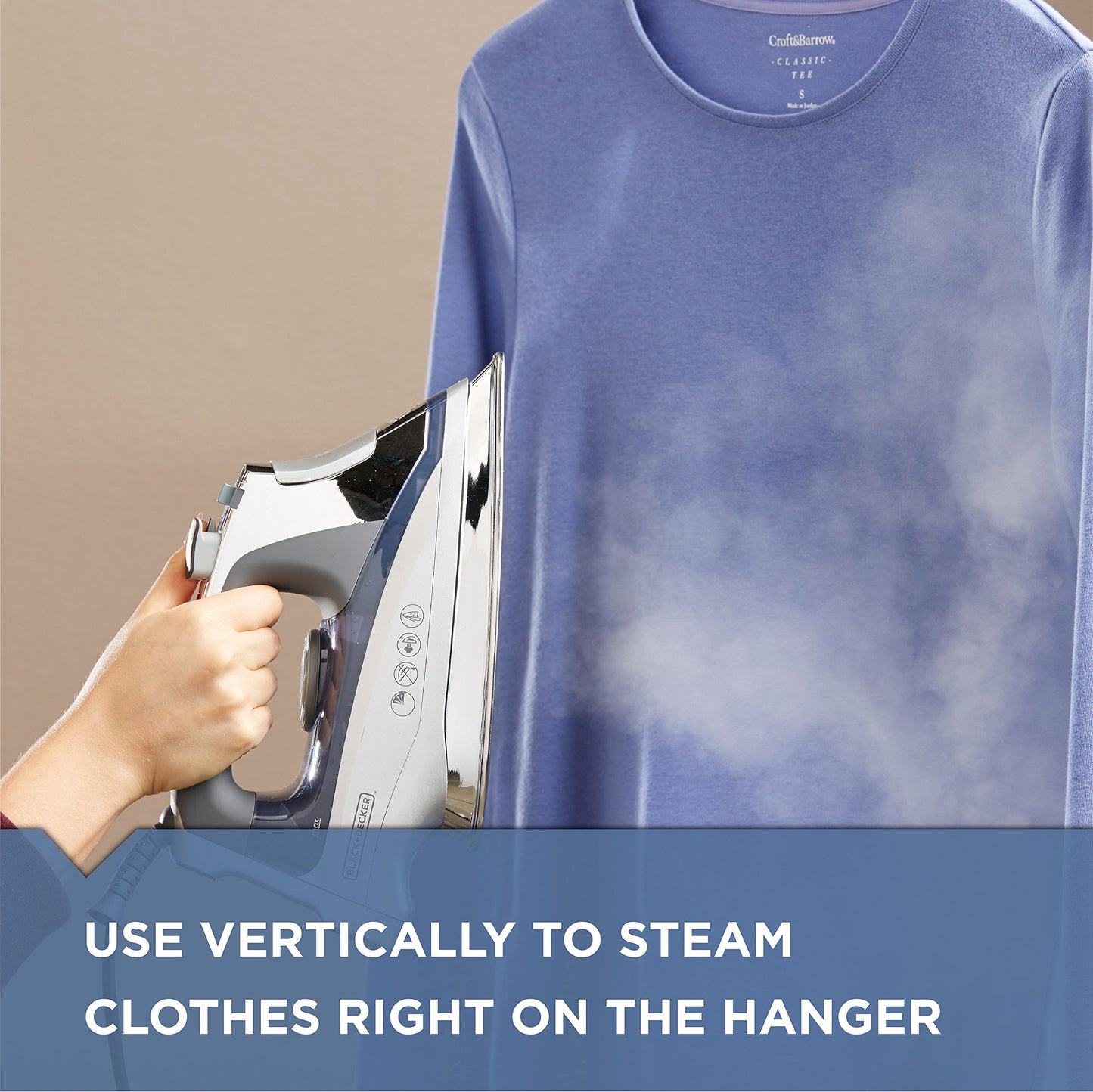 BLACK+DECKER Digital LED Iron,Clothing Iron with Auto Shut Off and Spray Mist Features, Silver/Blue, IR1