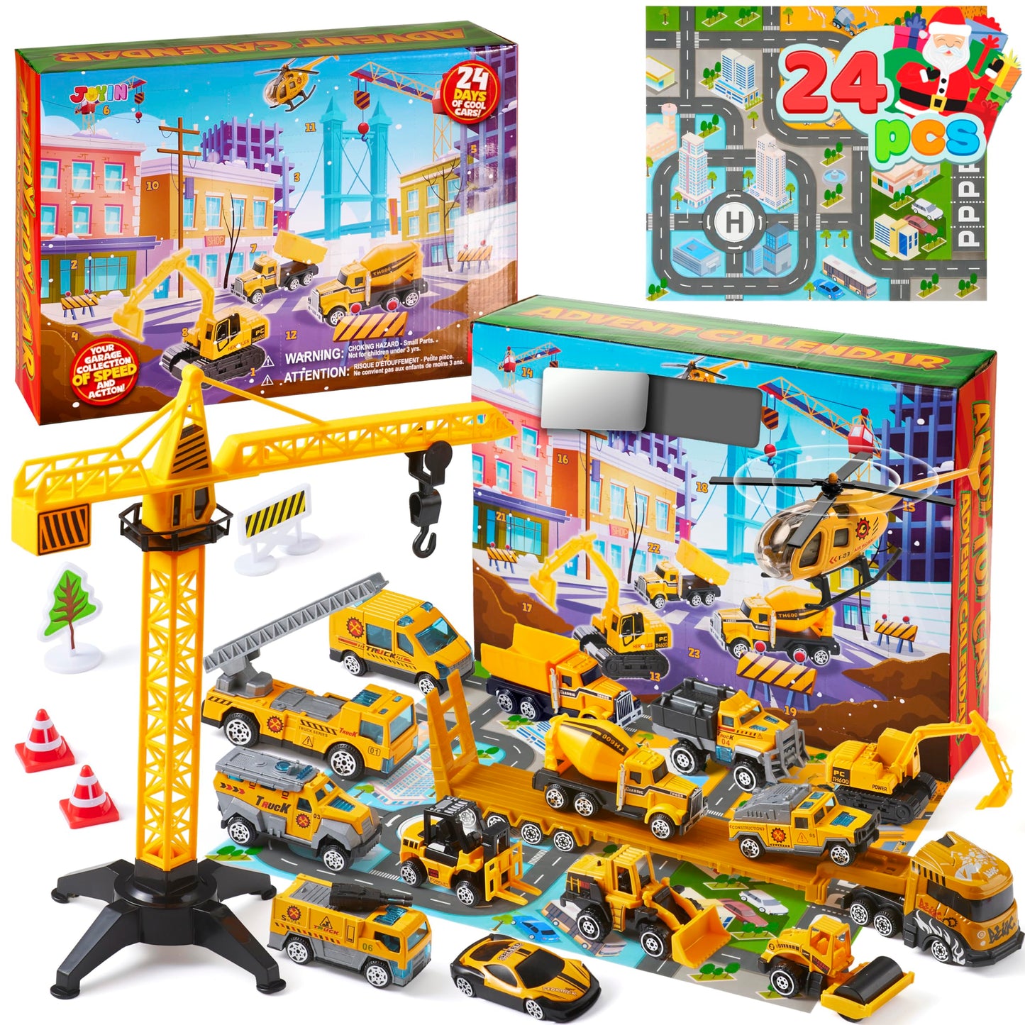 JOYIN 2025 Christmas Advent Calendar Engineering Vehicle, 24 Days Christmas Countdown Alloy Construction Engineering Vehicle for Kids, Vehicles City Construction Cars, Xmas Party Favors Supplies