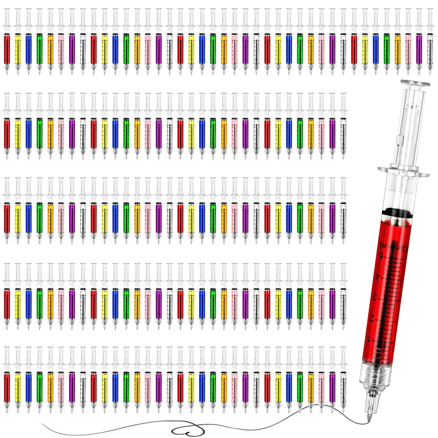 200 PCS Nurse Week Gifts Bulk, Unique Injection Pens for Nurses, Retractable Black Ink Nurse Pens, Funny Syringe Pens, Nursing Appreciation Gifts for Pharmacy Technician Student Party Favor