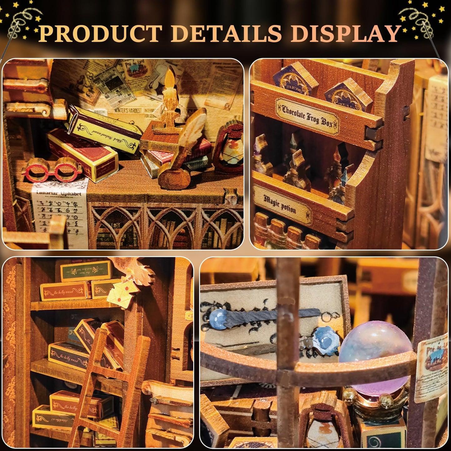 Book Nook Kits for Adults: SUNNINO Book Nook Kit Model Kits Craft Kits for Adults - DIY Miniature House Kit for Bookshelf Booknook Tiny House with Sensor Led Light