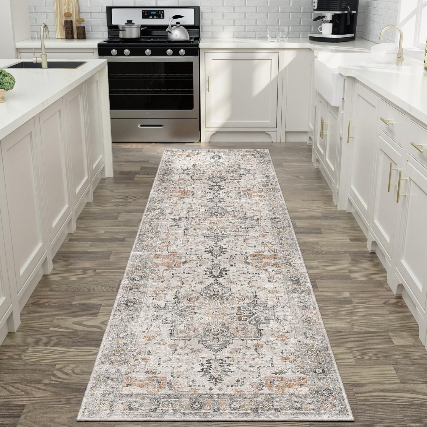 GENIMO Area Runner Rugs 2x6 for Living Room, Non-Slip Machine Washable Rug for Hallway Kitchen, Low Pile Print Rug for Bedroom Dining Room Home Office