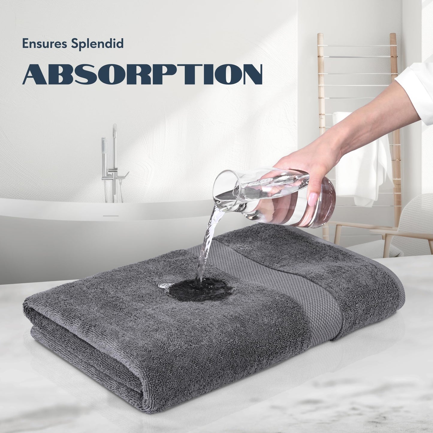 Luxury Grey Bath Towels Extra Large | 100% Soft Cotton 700 GSM Thick 2Ply Absorbent Quick Dry Hotel Bathroom Towel | 27x54 Inch | Gray | Set of 4