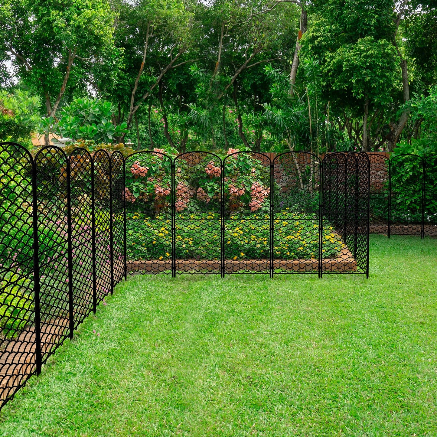 Skcoipsra Decorative Garden Fence 10 Pack, 38in(H) x 10ft(L) Animal Barrier Fence, Rustproof Metal Fencing for Yard, Dog Rabbits Wire Section Garden Edging Border for Yard Patio Garden