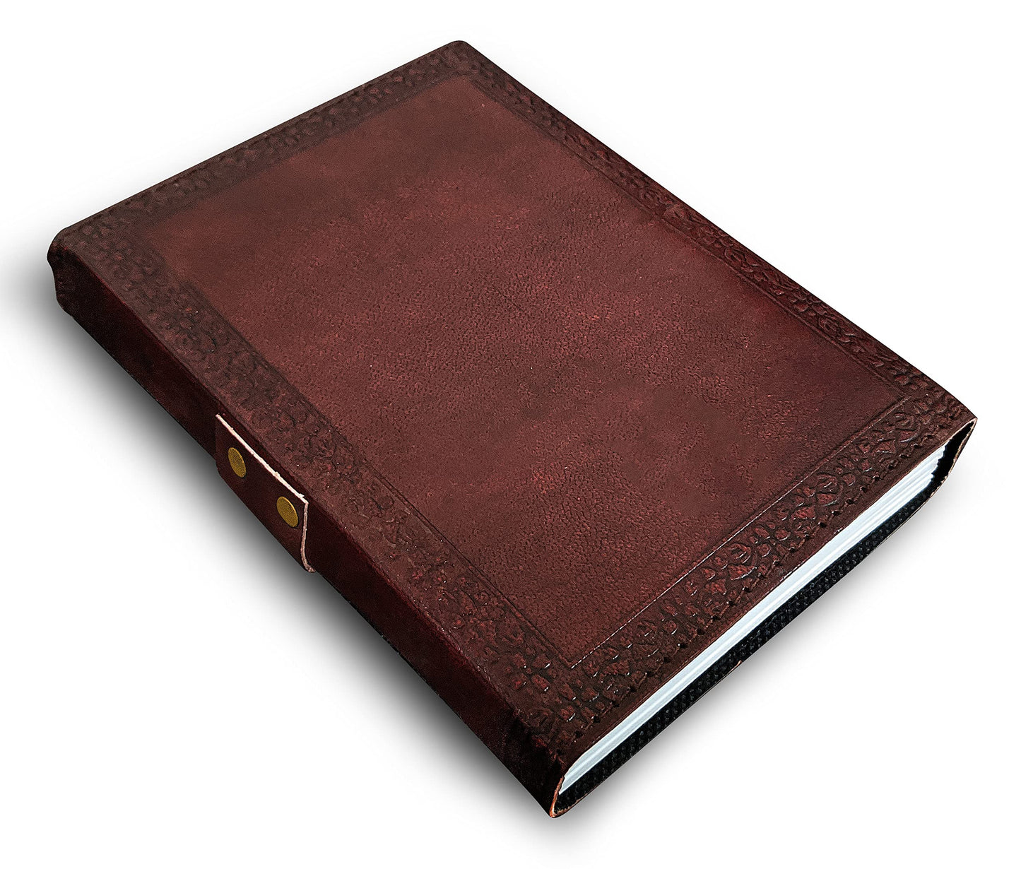 Leather Bound Journal for Men Women with Semi-Precious Stone & Buckle Closure - Book of Shadow Handmade Leather Travel Writing Notebook Diary Gift for Him Her