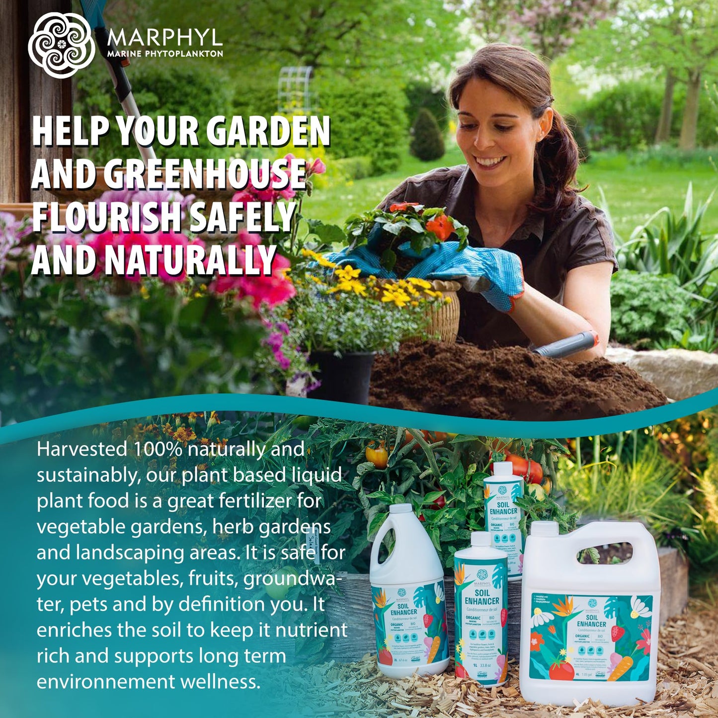 MARPHYL Organic Liquid Fertilizer – Indoor & Outdoor House Plant Fertilizer - All-Purpose Nutrient-Rich Plant Food - Soil Enhancer for Garden, Flowers, Vegetables, Succulents, Bamboo, Hydroponics