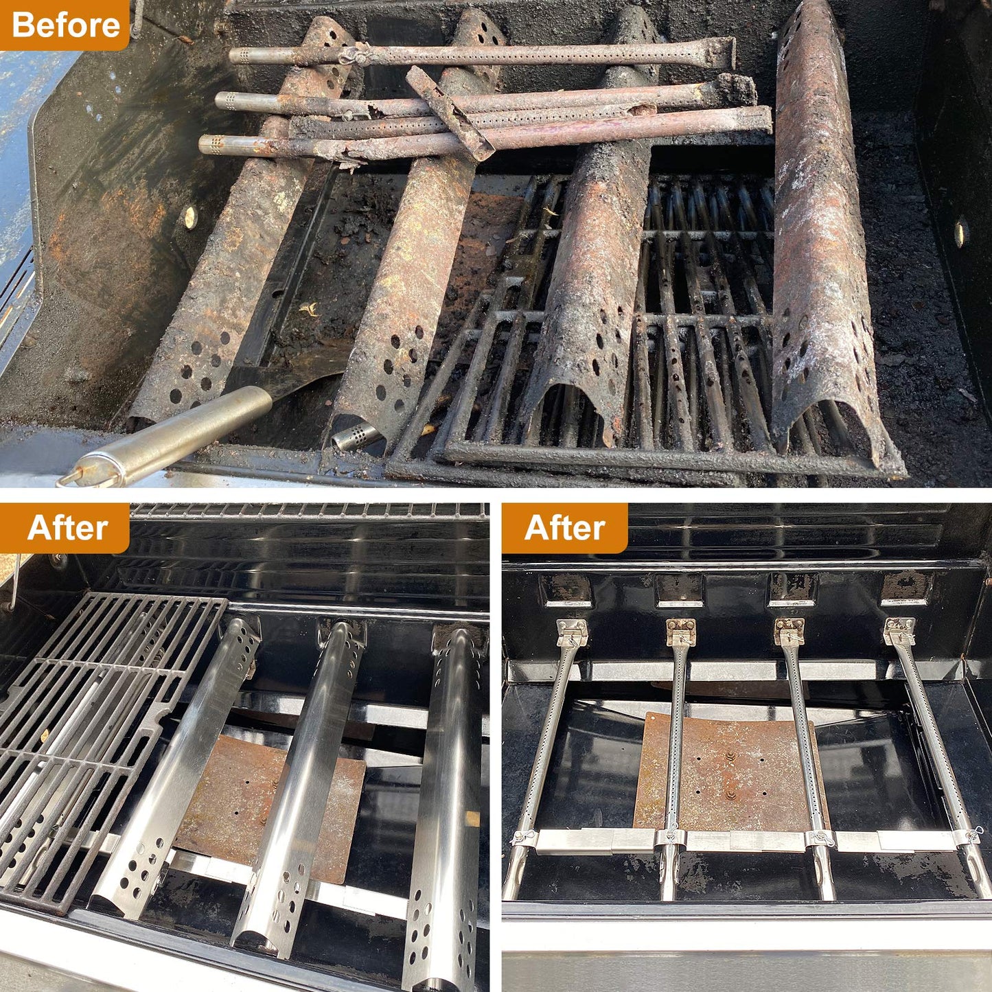 BBQ Parts Replacement for Char-Broil 4 Burner 466335517 463377217 463377017 463377319 463375619 466342119 463376017 466339417 Gas Grills, Heat Shield, Barbecue Burner, Crossover Tube, Barbecue Igniter