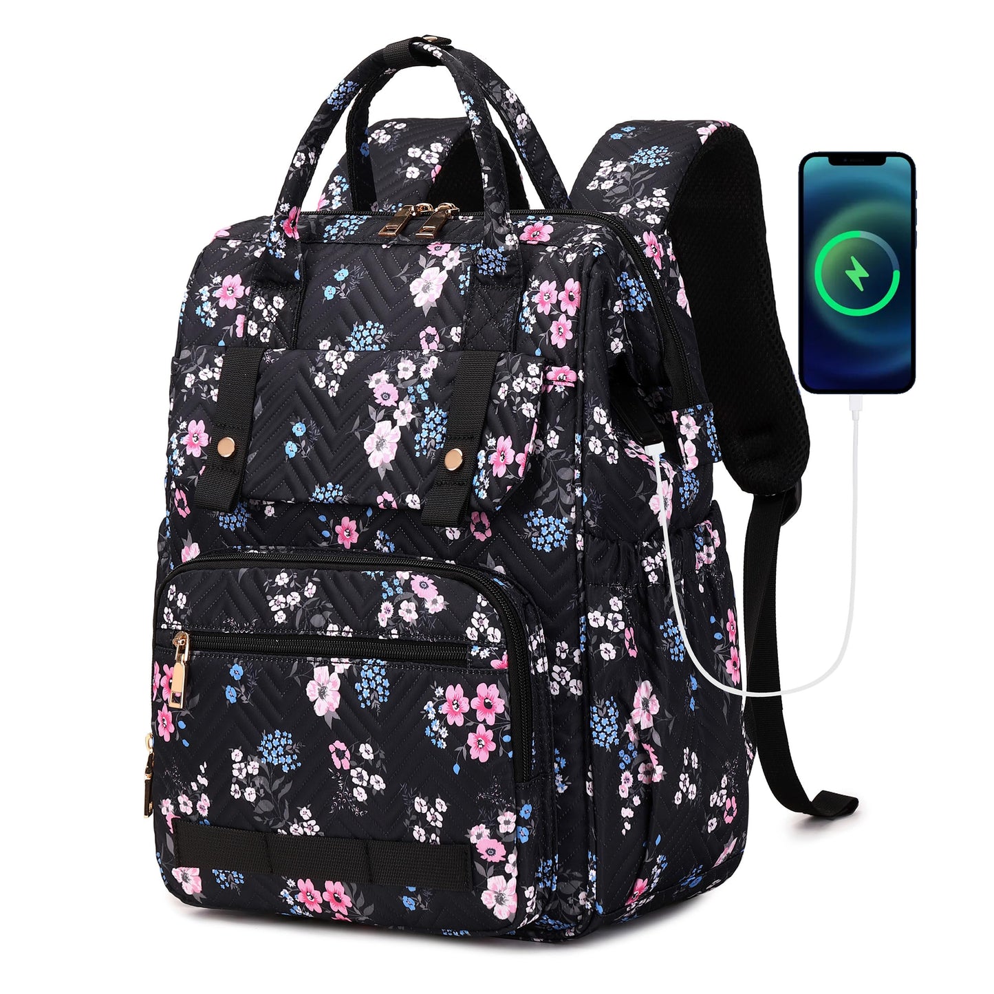 Laptop Backpack for Women College School Backpacks Purse Womens Work Business Bag Travel Daypack Teens Girls Bookbags (Black-1)