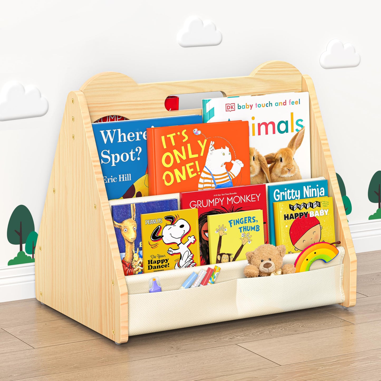 NANATI Kids Bookshelf for Toddler,3-Tier Toddler Bookshelf for Kids,Wood Kids Book Display Shelves for Children's Rooms,Playrooms,Nurseries &Classrooms-Sturdy Storage for Books Or Small Toys