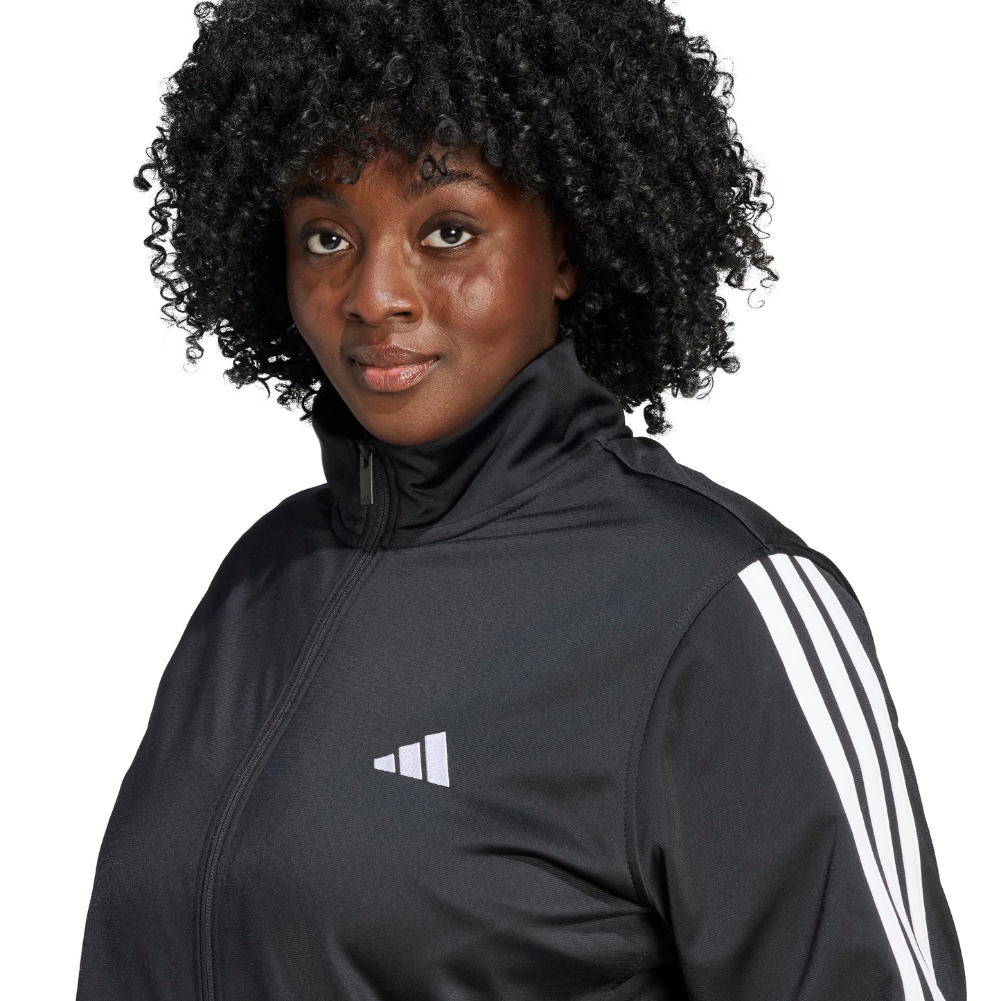 adidas Womens Tricot 3-Stripes Track Top,Black/White,Medium