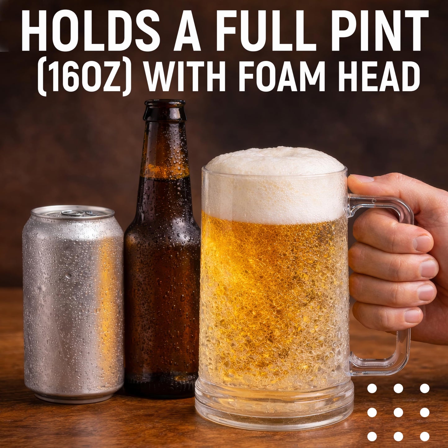 Granatan Beer Mugs with Gel Freezer 16 oz, Clear Double Walled Beer Mugs with Handles Set Of 4