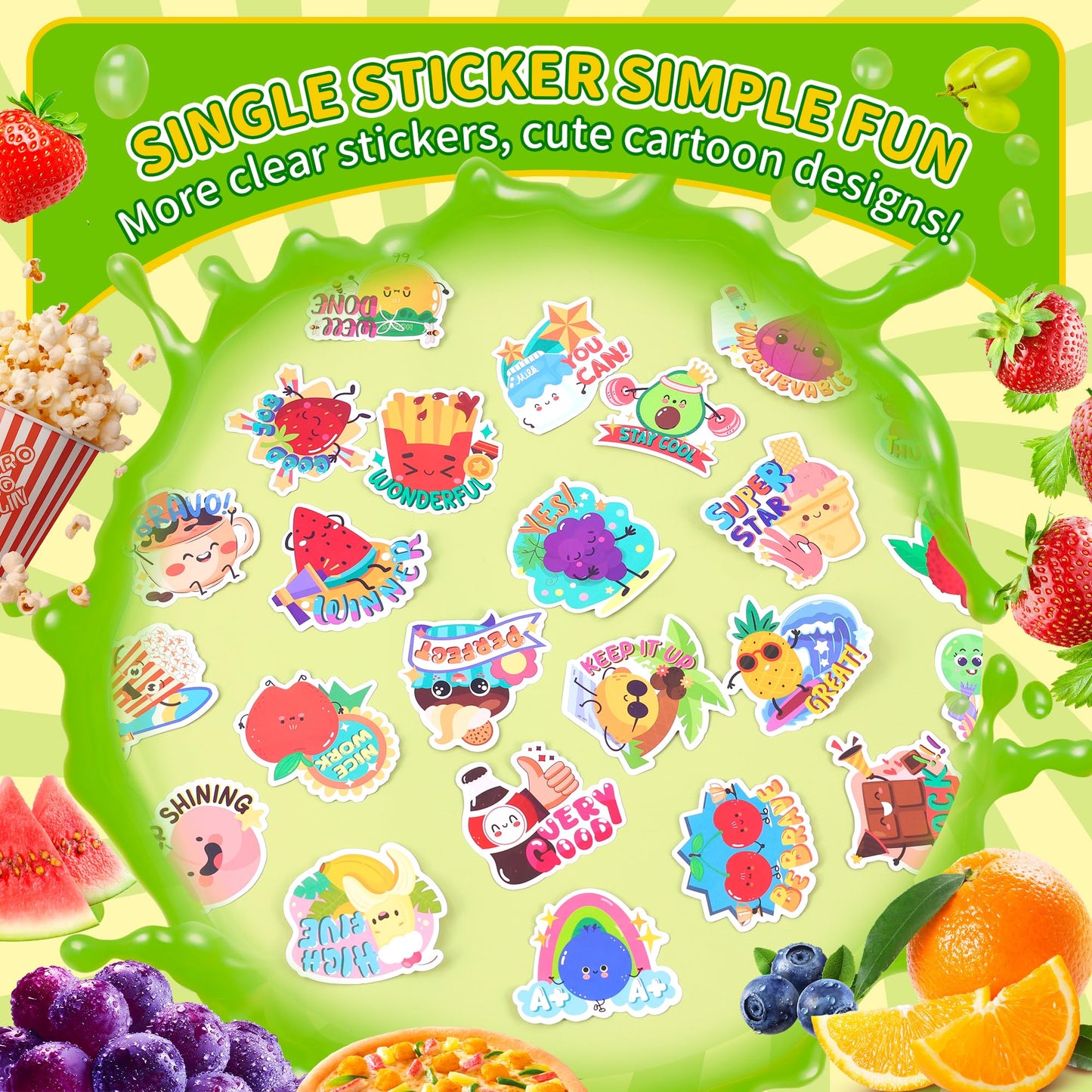 300PCS Large Scratch and Sniff Stickers, Scented Smelly Stickers for Kids, Bigger Motivational Reward Sticker with 25 Scents, Incentive Teacher Students Sticker Must Haves for Classroom School Supply