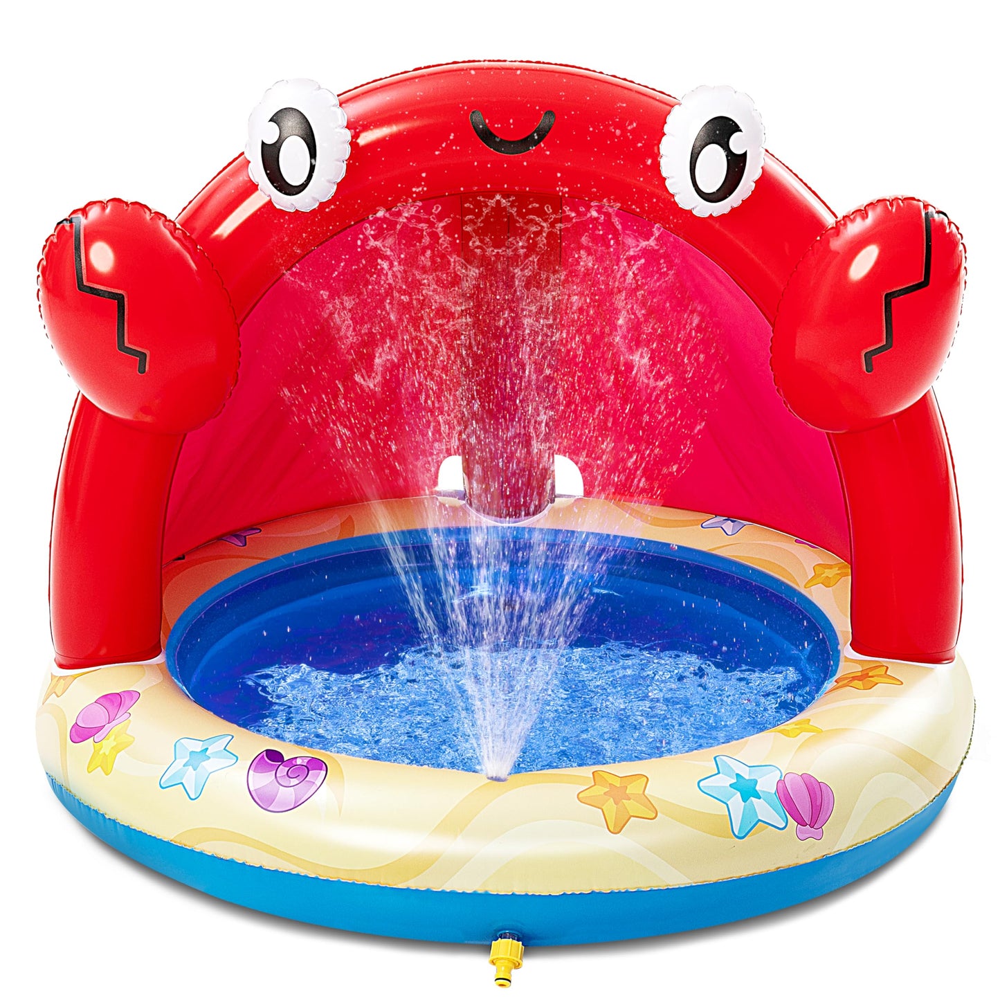 Sloosh Kiddie Pool with Canopy Baby Pool Inflatable Crab Sprinkler, Wading Pool for Learning,Children’s Sprinkler Pool,Kiddie Water Pool Toys,Outdoor Swimming Pool for Kids