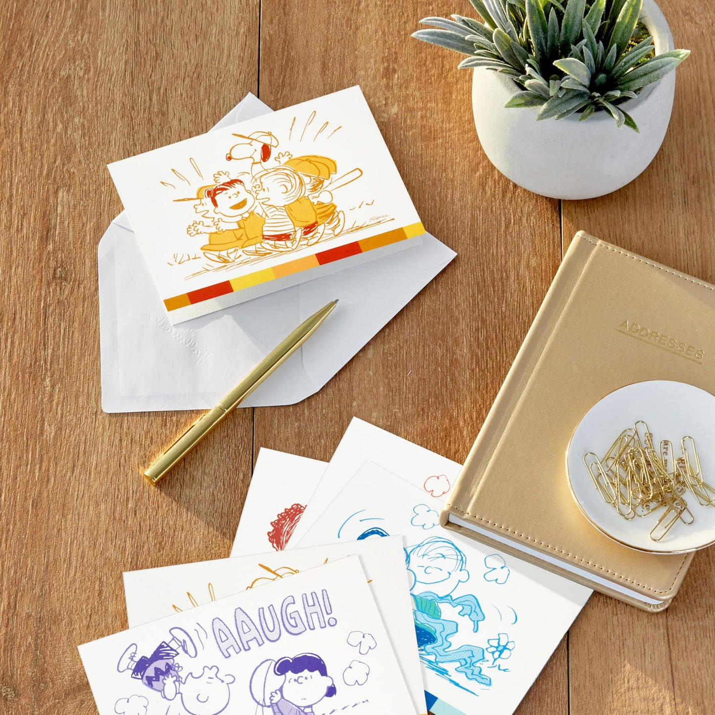 Hallmark Peanuts 75th Anniversary Note Card Assortment (24 Cards with Envelopes) Charlie Brown, Snoopy, Lucy and More