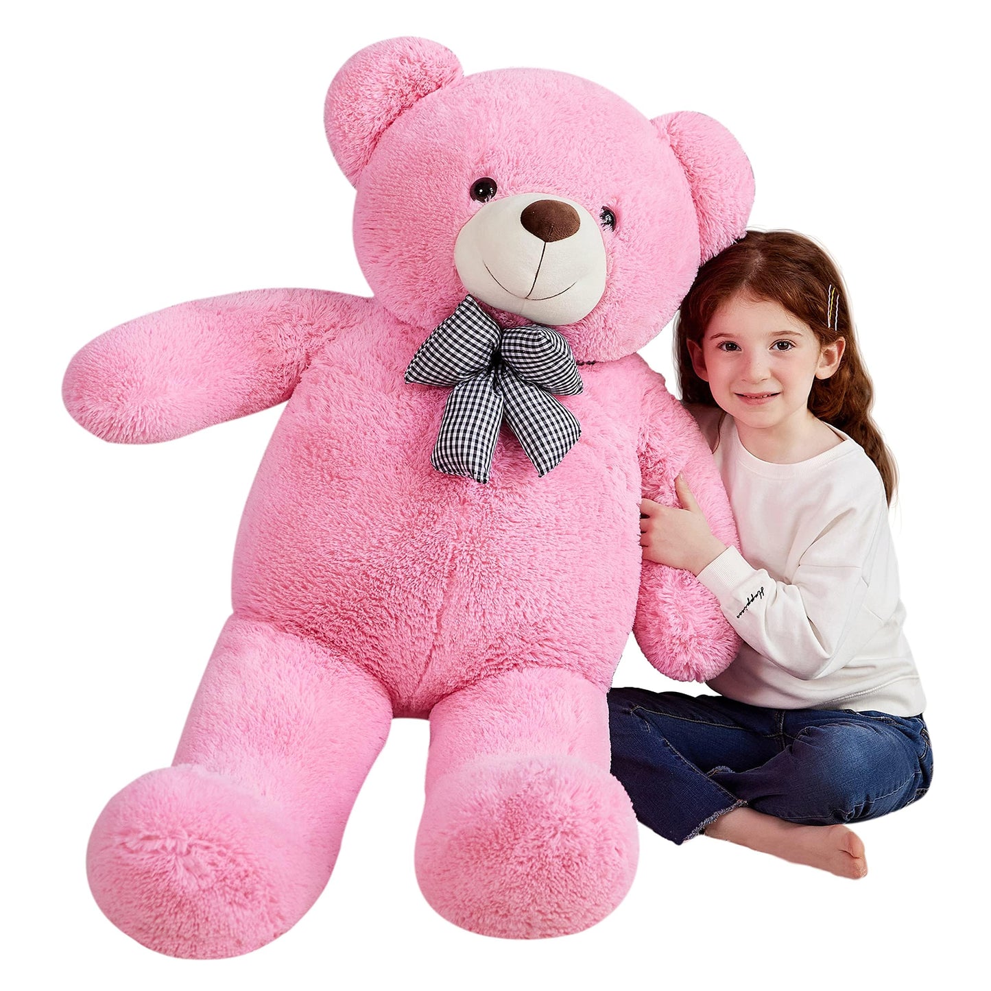 EARTHSOUND Giant Teddy Bear Stuffed Animal,Large Plush Toy Big Soft Toys,Huge Life Size Jumbo Cute Oversized Fat Bears Animals,Gifts for Girls Boys Kids Girlfriend (Pink, 47 inches)