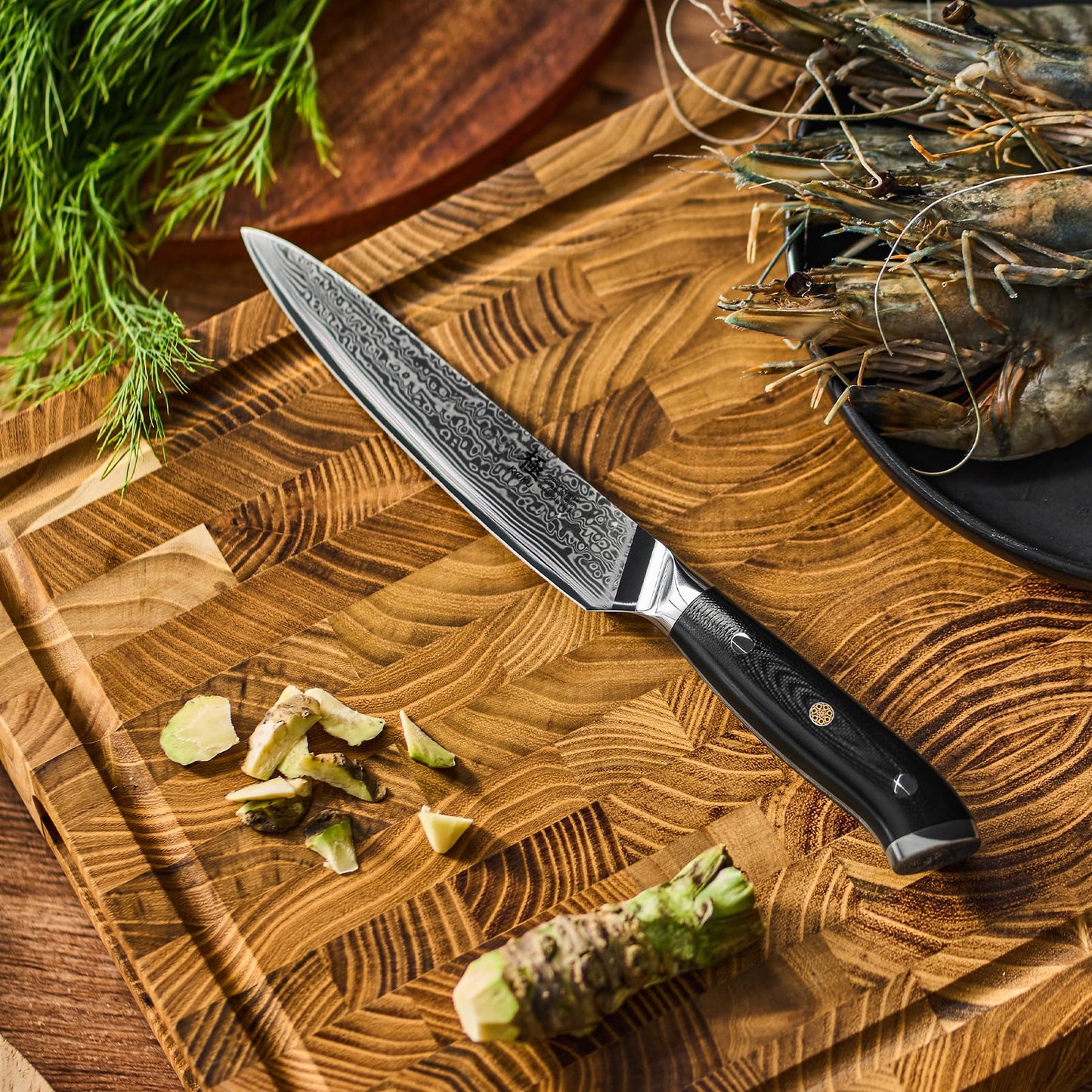 KYOKU Chef Utility Knife - 6" - Shogun Series - Japanese VG10 Steel Core Forged Damascus Blade - with Sheath & Case