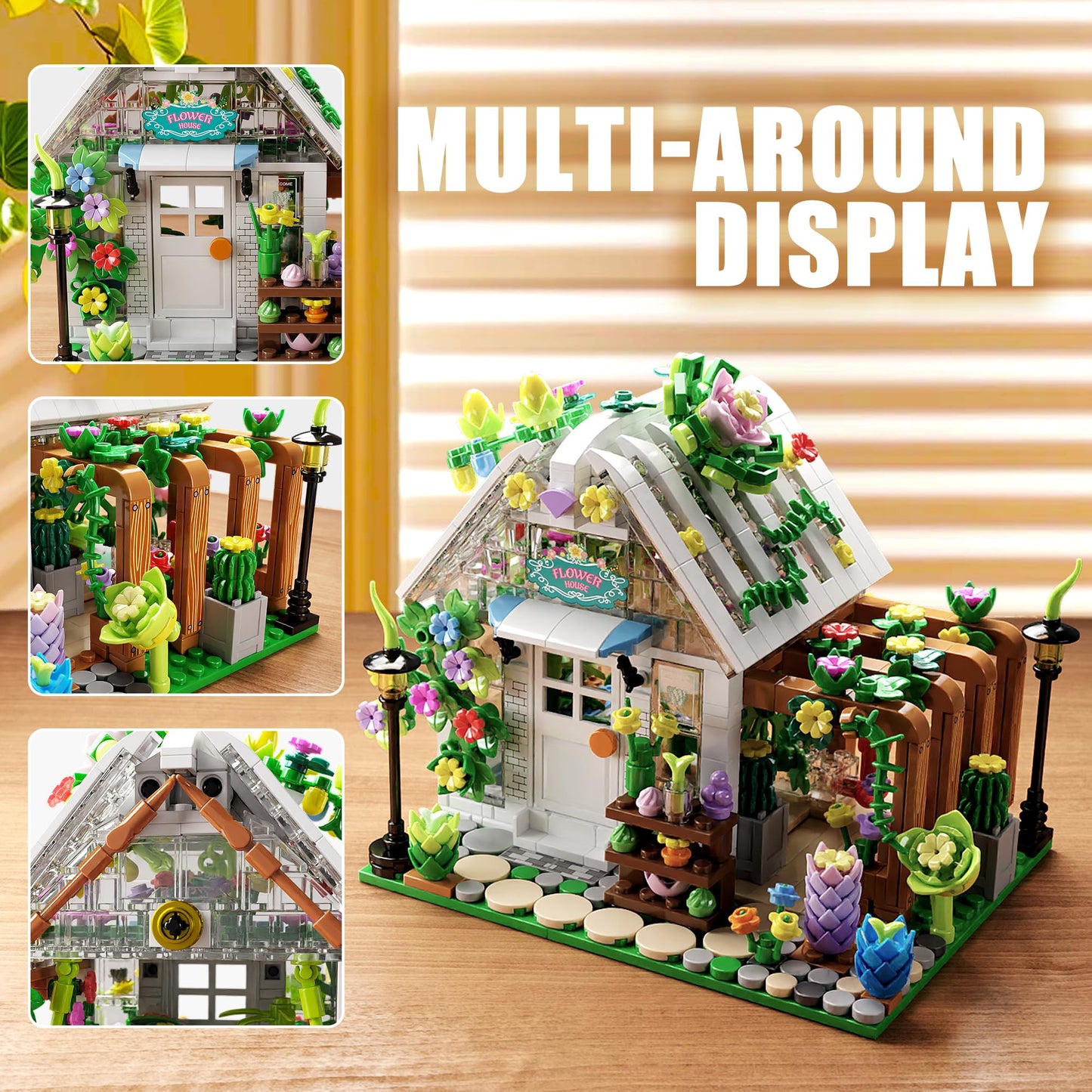 TYCOLE Flower House Building Set with Lights,Garden House Building Toy Kits,Creative Greenhouse Building Playset,Christmas Birthday Gift for Adults or Girls 8-12 Years(719PCS)