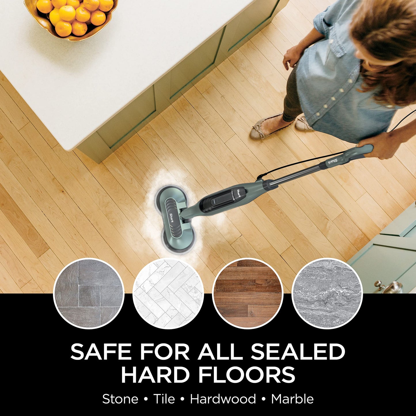 Shark Steam & Scrub Dirt Grip Soft Scrub & Dusting Washable Pads, Fully Reusable, Powerful Cleaning on All Sealed Hard Floors, Compatible with S8001, S8201, S7201 & S7001, Grey, XKITP7000D