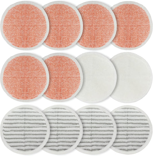 12 Pack Mop Pads Fit for Bissell Spinwave 2039A, 2039, 20391, 20395, 2039H, 2039Q, 2039T, 2039W, 20399, 20393, 2124,23157 Hard Floor Mop Refill Heavy Scrub Pad for Electric Mop 8.27 Inch