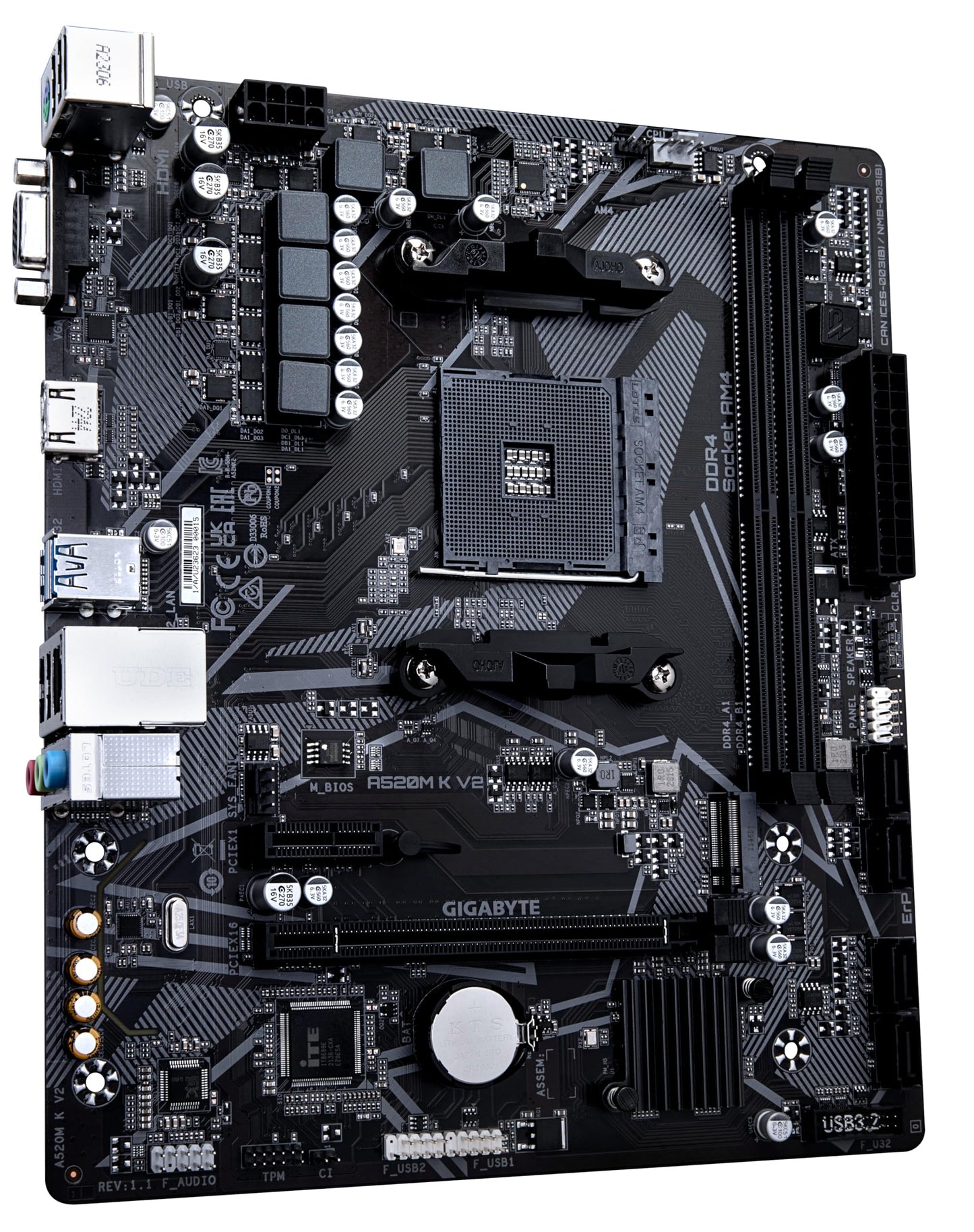 GIGABYTE A520M K V2 (REV. 1.0) CHIPSET AMD A520 AM4, MATX, DDR4 - A520M K V2 1.0 MAE Card