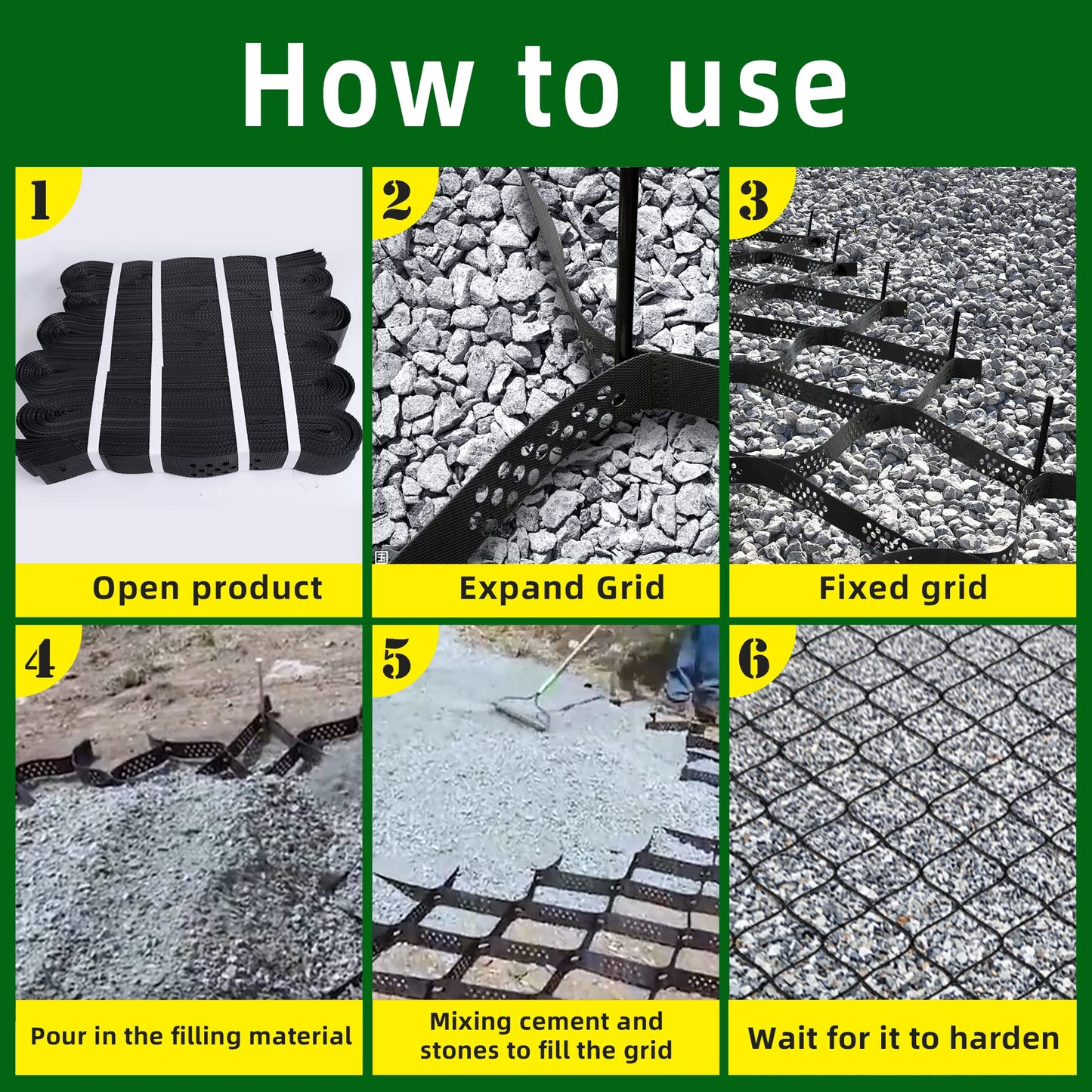 Sfcddtlg 9.8x16.4 FT 160 sq ft Gravel Ground Grid-2Inch Thick Expansion Foldable Geo Grid Driveway Stabilization Grids-Geocell Ground Grid for Landscaping Parking Lots Garden (1set-9.8x16.4ft)