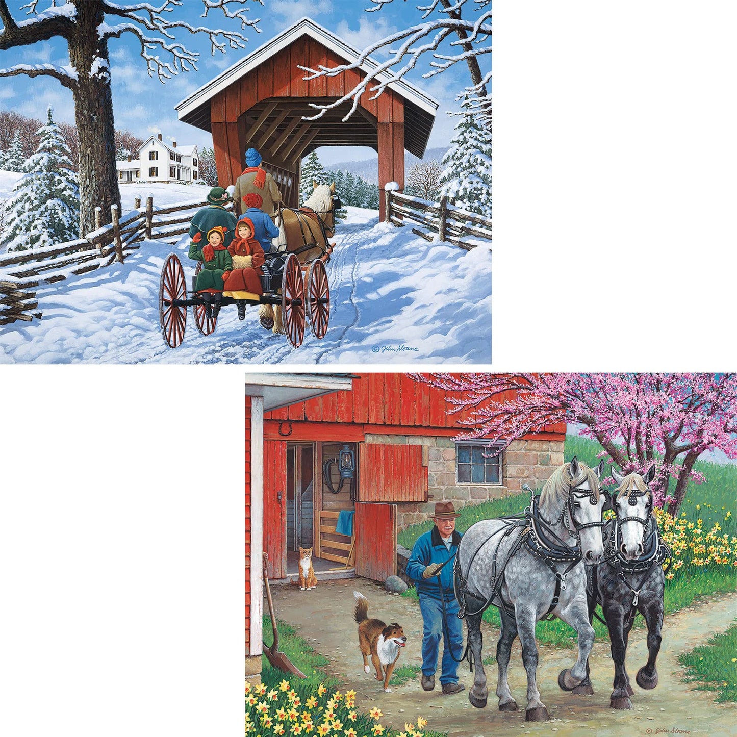 Bits and Pieces - 4-in-1 Multi-Pack - 1000 Piece Jigsaw Puzzles for Adults-Each Measures 20" x 27" (51cm x 69cm)-Days of Yore by Artist John Sloane