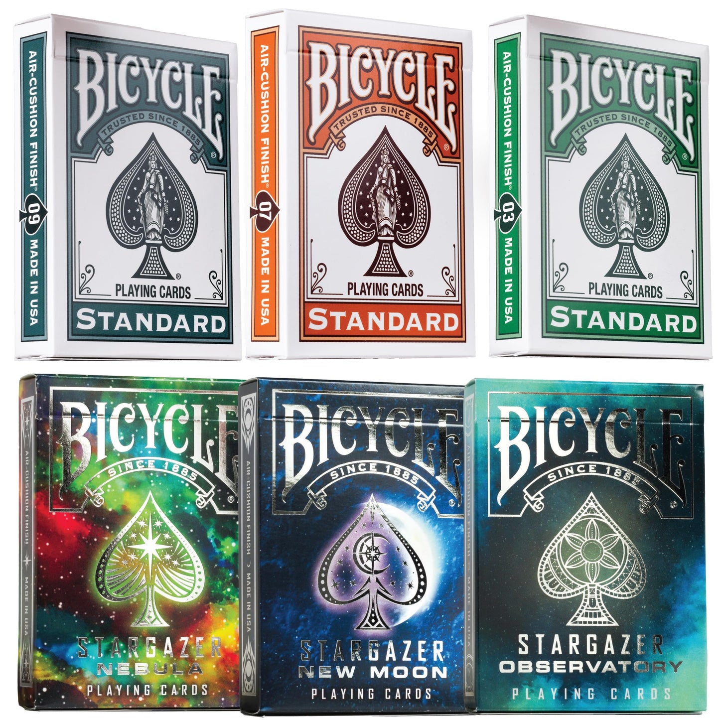 Bicycle Playing Cards 6-Deck Collector’s Bundle – Includes Stargazer Nebula, New Moon, Observatory, Color Series Fairway, Pumpkin & Wintergreen.