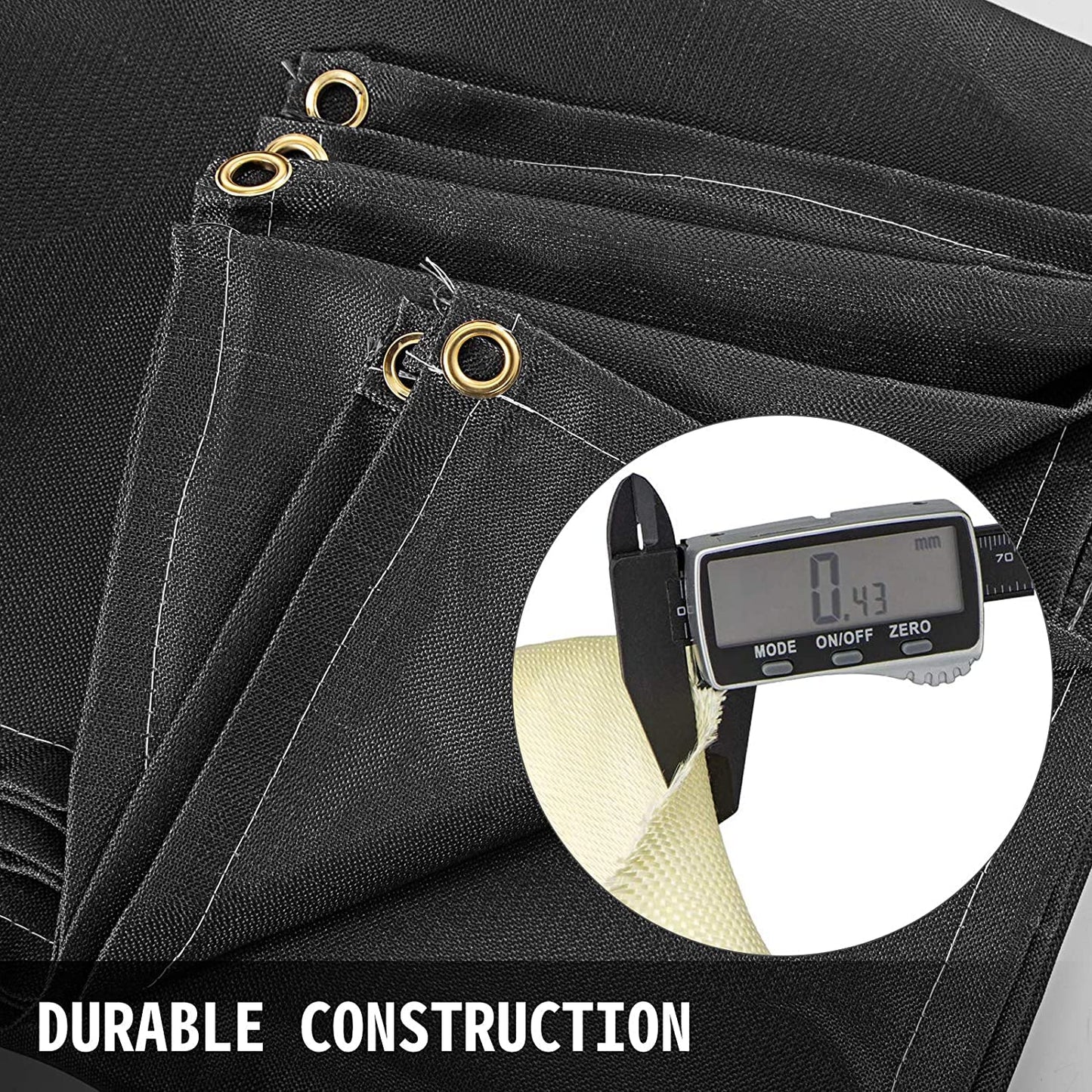 VEVOR 8 x 10 Ft Welding Blanket Black Fiberglass Blanket Portable Fiberglass Fire Retardant Blanket Welding Mat Welding Fireproof Thermal Resistant Insulation with Carry Bag