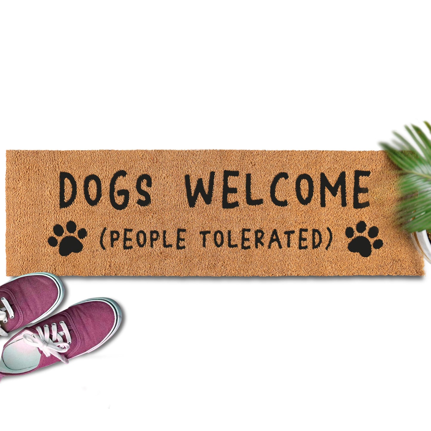 Dogs Welcome People Tolerated Large Door Mat 50x15 Inch, Outdoor Spaces, Dog Welcome Mat, Dogs Entrance Mat, Doggy Welcome Coir Mat, Welcome Mat Dog
