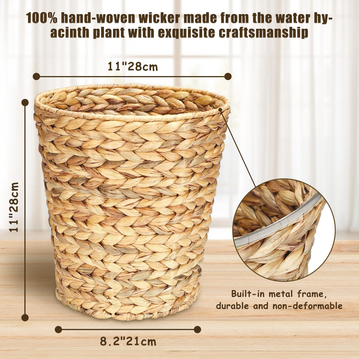 YINGXUN Wicker Waste Basket for Bathroom Large 3.5 Gallons (2 Pack)