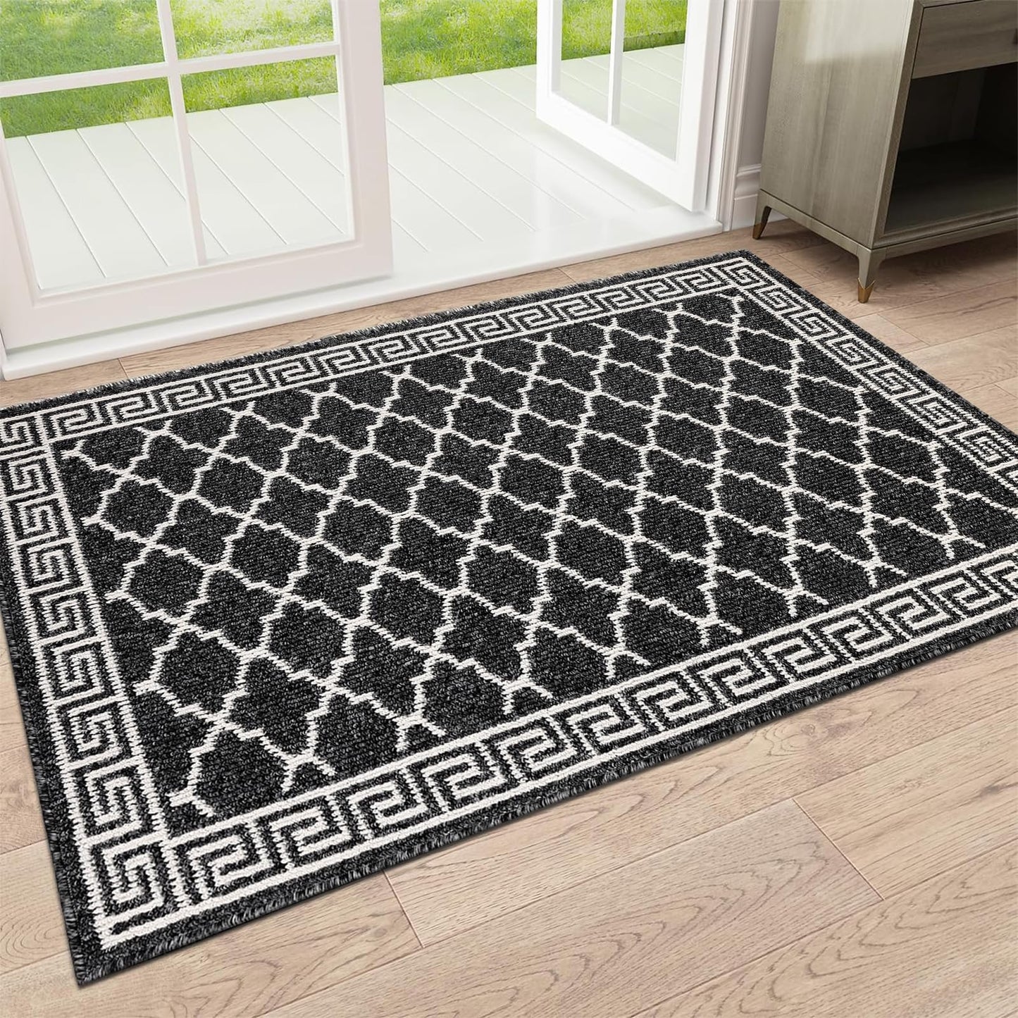 Pauwer Indoor Doormat for Entryway 36"x59" Non-Slip Absorbent Resist Dirt Entrance Mat, Washable Front Door Mat Welcome Mat Low-Profile Inside Floor Mat for Entry Kitchen Laundry Room, Black