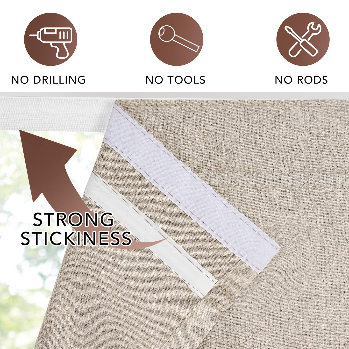NICETOWN 100% Blackout Curtains for Window Cordless Blinds Temporary Shades No Drill Black Out Blinds for Window of Bedroom, Bathroom,Kitchen Office (Sand, 24 x 72 inch Long, 1 Panel)