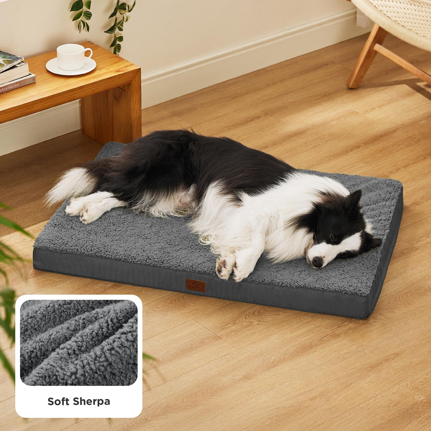 Bedsure Dog Bed for Large Dogs - Big Orthopedic Dog Bed with Removable Washable Cover, Egg Crate Foam Pet Bed Mat, Suitable for Dogs Up to 65 lbs, Dark Grey