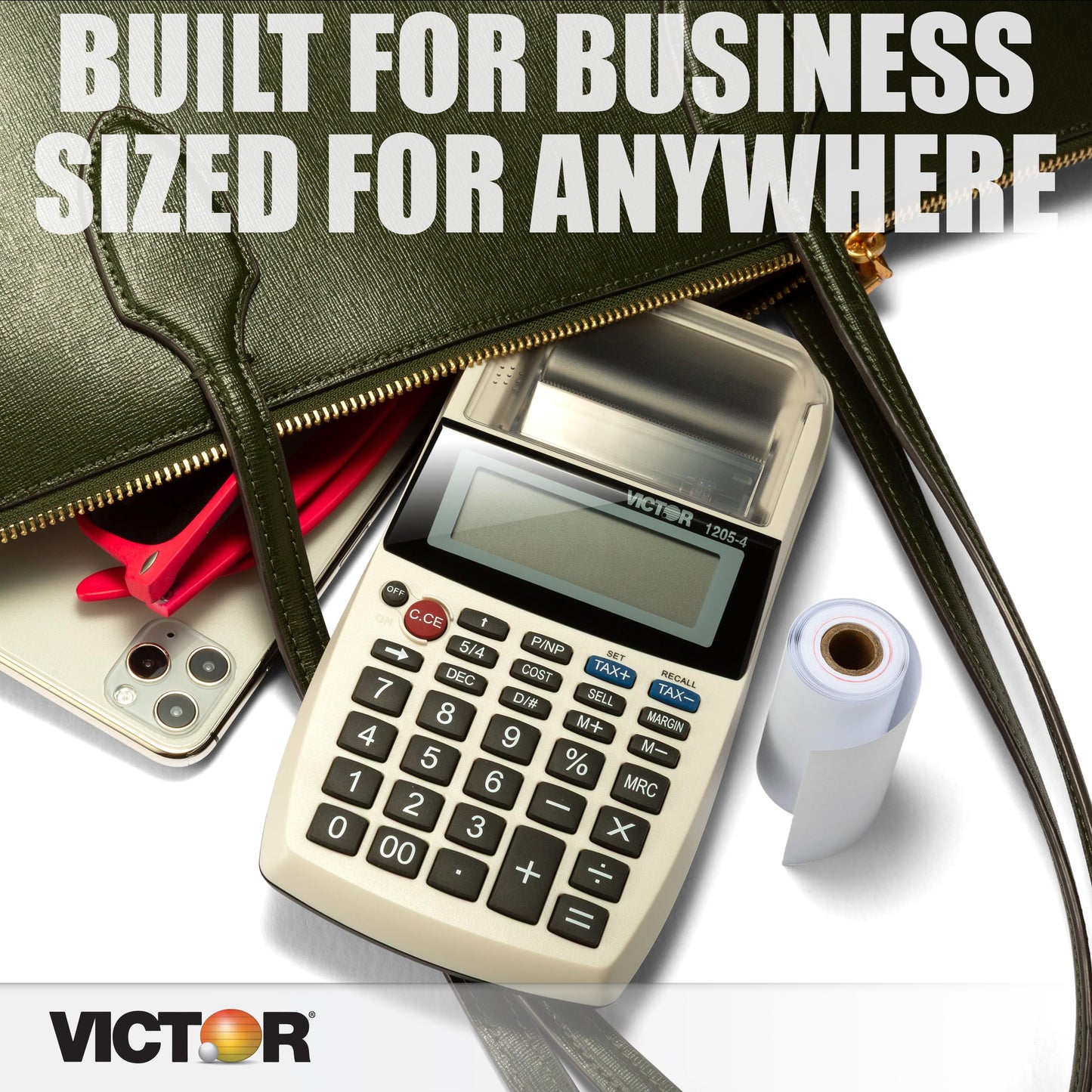 Victor VCT12054 12-Digit Portable Printing Calculator (VCT12054), 1.8" x 4" x 8"