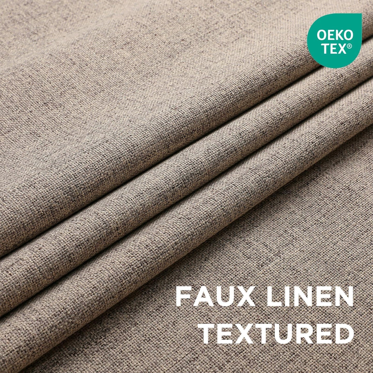 CUCRAF 100% Blackout Window Curtains 84 inches Long 2 Panels Set, Faux Linen Look Thermal Insulated Grommet Drapes, Room Darkening Curtain for Bedroom Living Room(W52 x L84 Inch, Light Khaki)