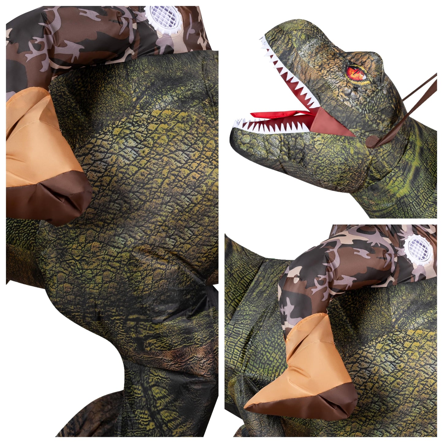 Spooktacular Creations T-Rex Inflatable Costume for Kids Digital Printing Ride-On Dinosaur for Halloween Parties Green