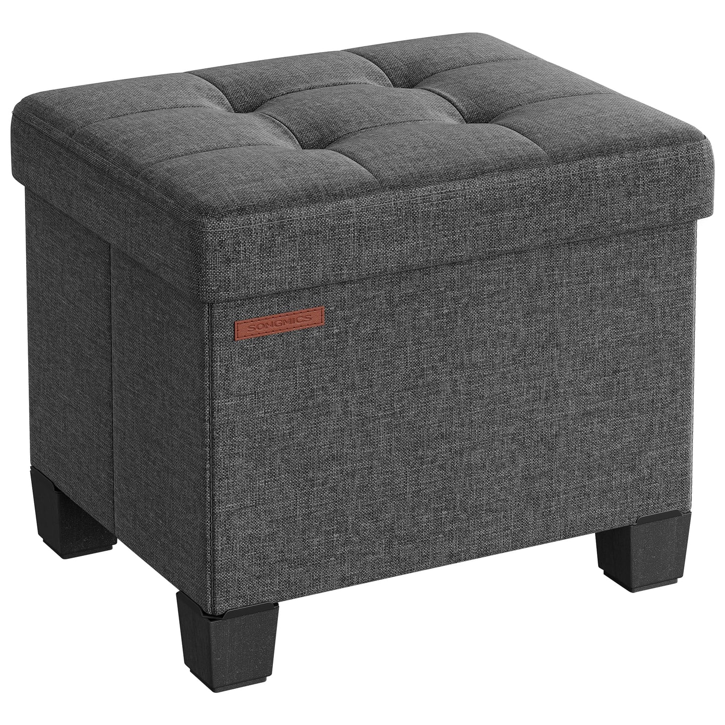 SONGMICS Storage Ottoman, Small Ottoman Foot Rest with Legs, 12.6 x 15.8 x 13.2 Inches Foot Stool, Load up to 660 lb, for Living Room, Bedroom, Dorm, Slate Gray ULSF012G01