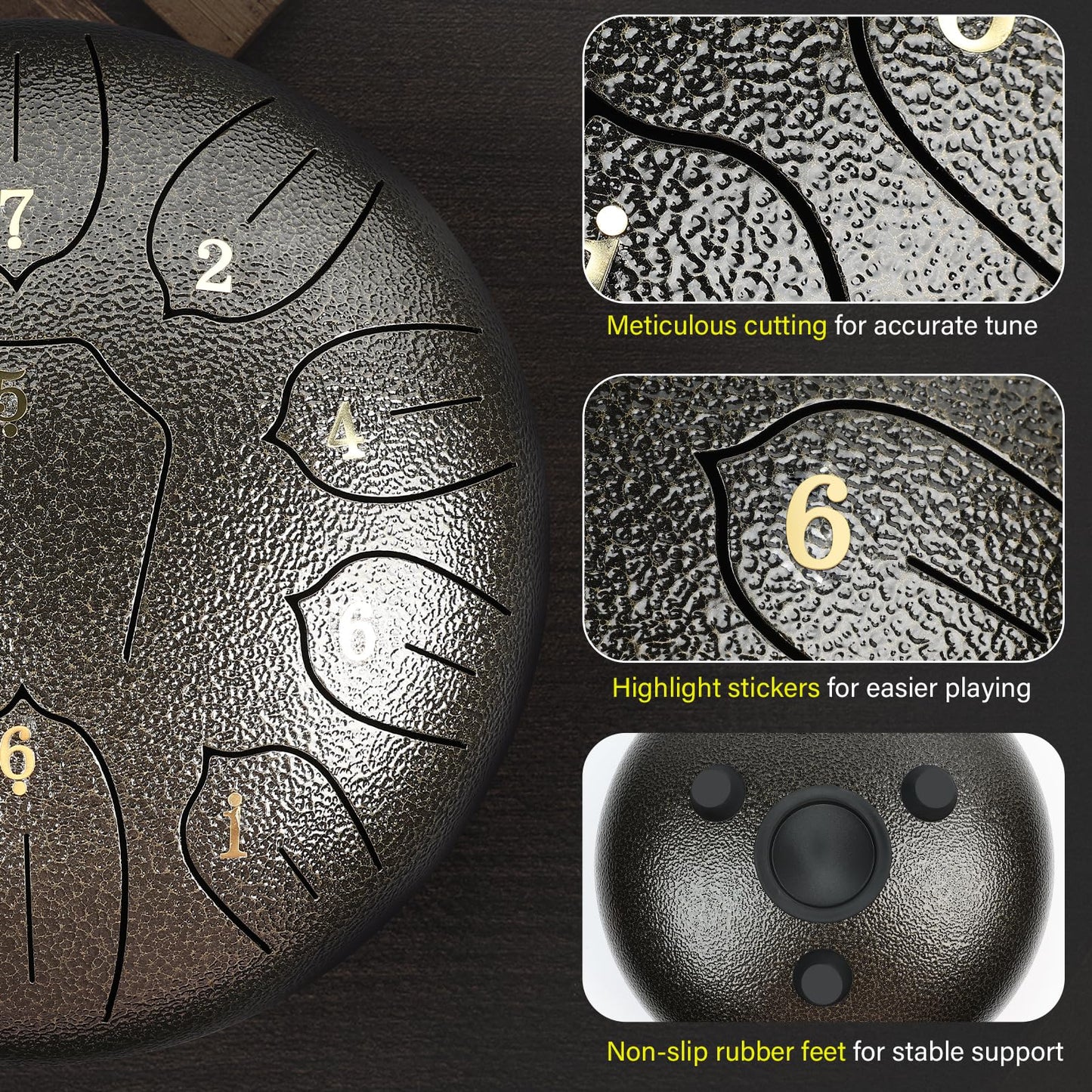 Steel Drum, 10 inch 11 Notes Steel Tongue Drum Meditation Healing Instrument D Key