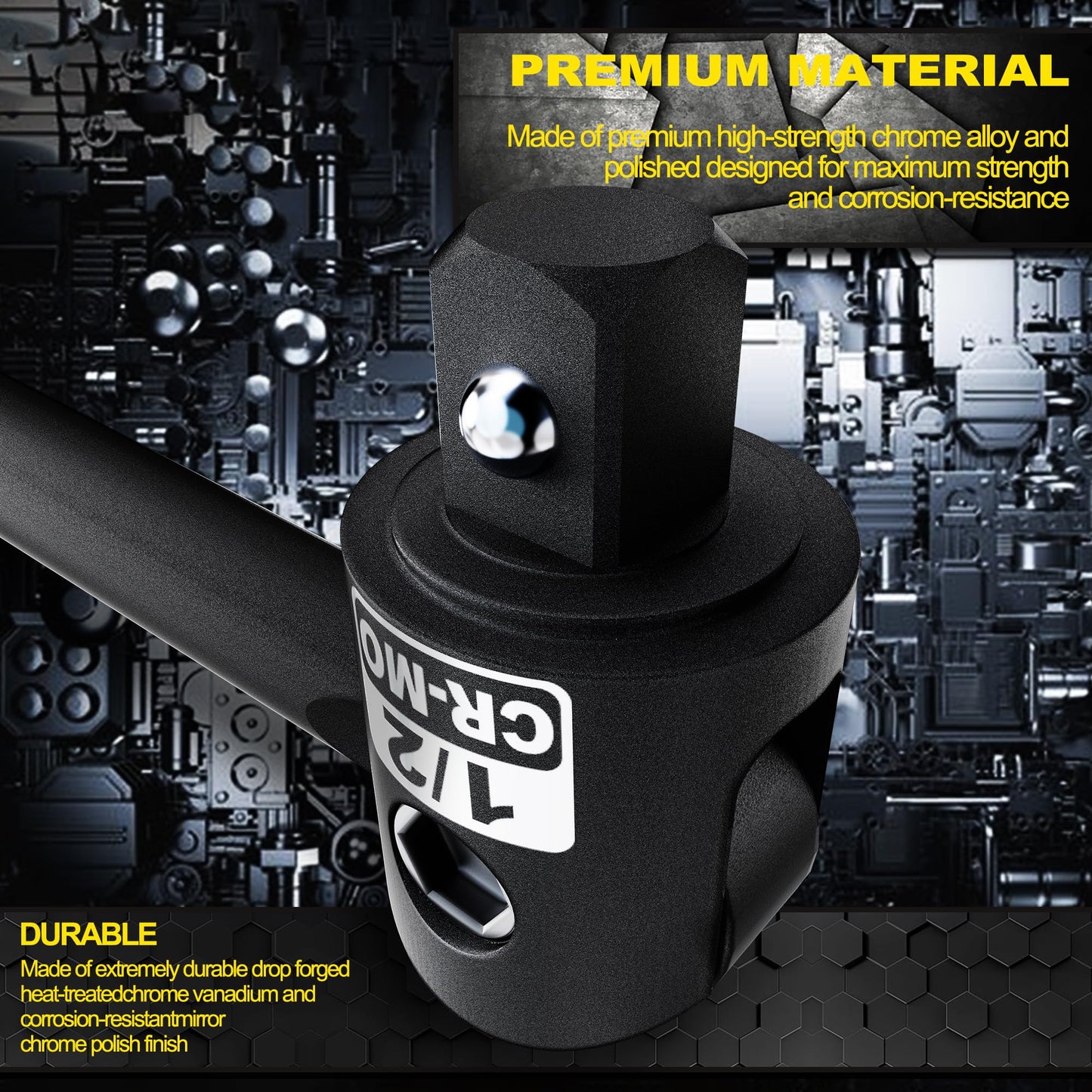 Aiourx 1/2" Drive 25-Inch Breaker Bar, Heavy Duty Extension Breaker Bar with 250° Rotating Head, Laser Etched Marking, Auto and Industrial Use, Conquer Stubborn Fasteners and Nuts