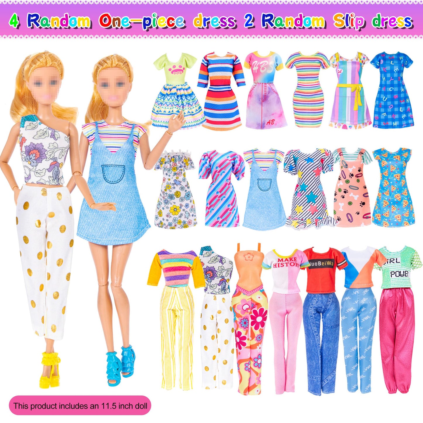 Doll and Accessories Doll with Closet Including-one 11.5 inch Girl Doll, 9 Looks, Rack Dress Shoes Hangers Necklace and Other Accessories