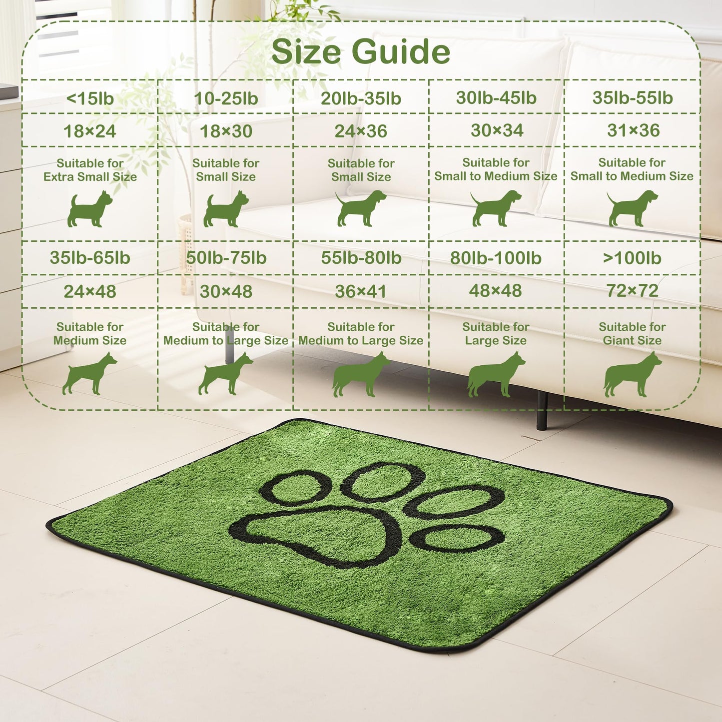 Qeils Reusable Dog Pee Pads, 2 Pack Super Absorbent & Leakproof Washable Puppy Pads with Soft Green Top Layer, for Potty Training, Crates, Couch, Car Seats & Pet Beds, 36"x 41"
