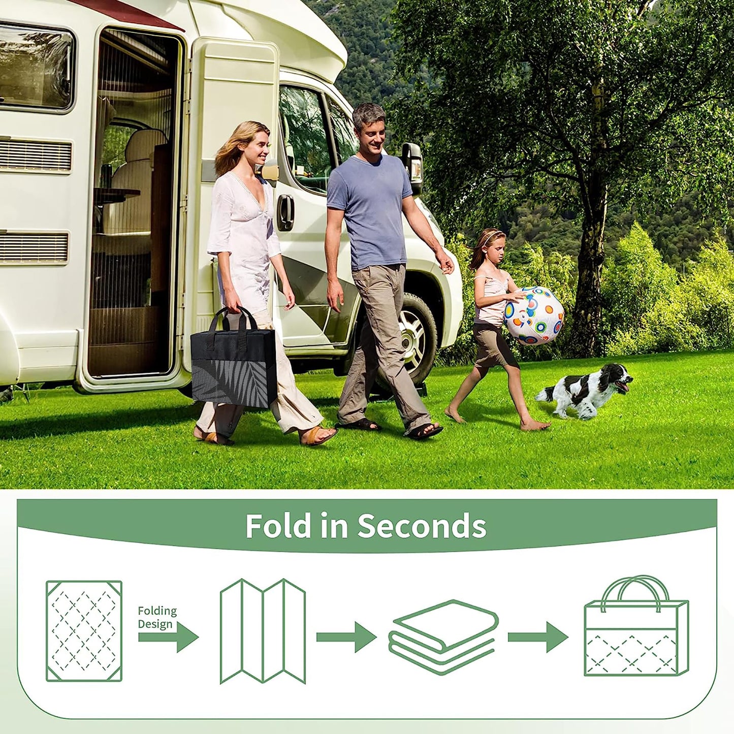 GENIMO Outdoor Rug Waterproof for Patios Clearance, Reversible Outdoor Plastic Straw Camping Rug Carpet, Large Area Rugs Mats for RV, Camper, Deck, Balcony, Porch, Backyard, Beach, Picnic. Leaf