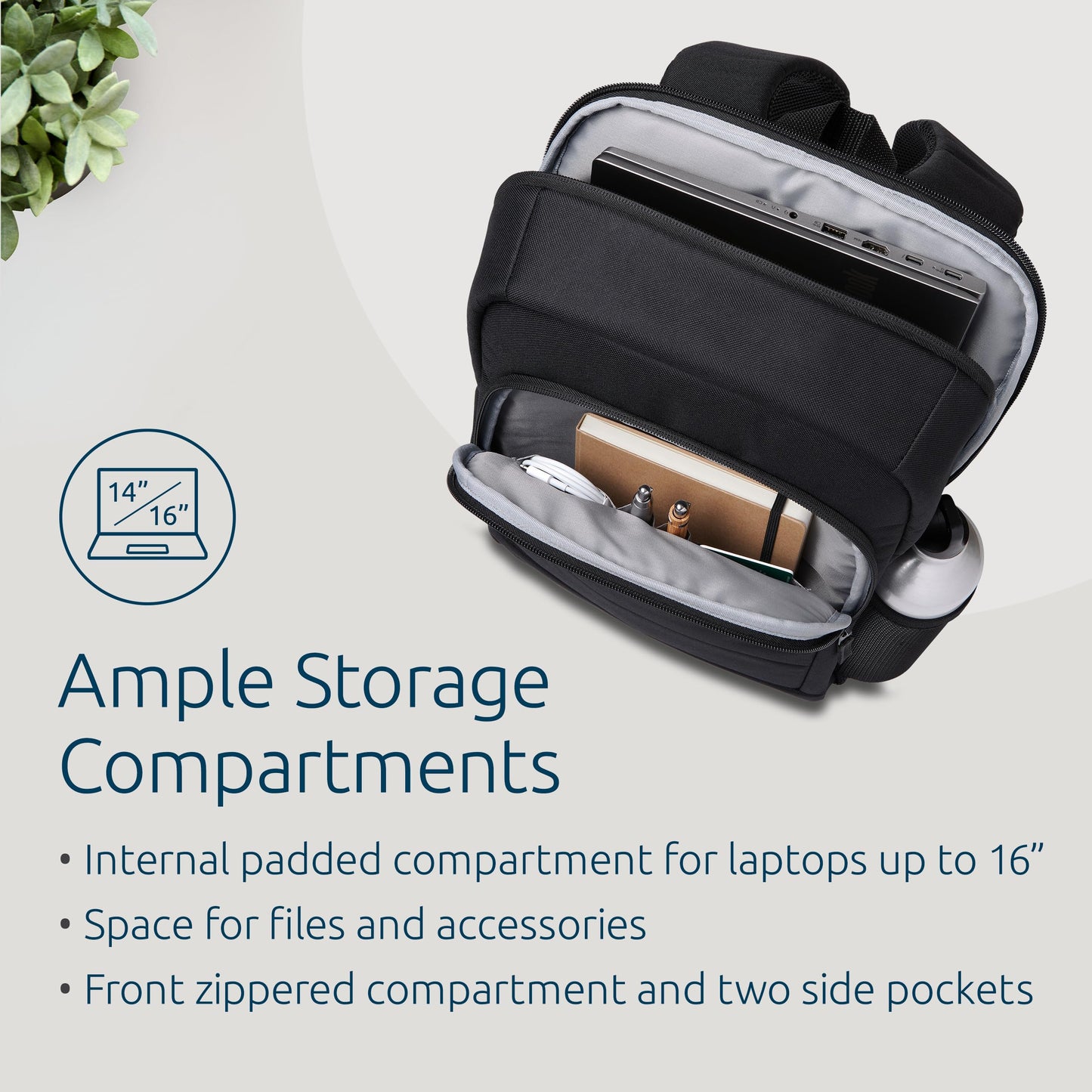 Kensington EQ 14" Laptop Backpack - Protective with Padded Straps and Breathable Mesh Fabric, Made from 14.5 x 250ml plastic bottles - for Laptops Up to 14" (K60391WW)